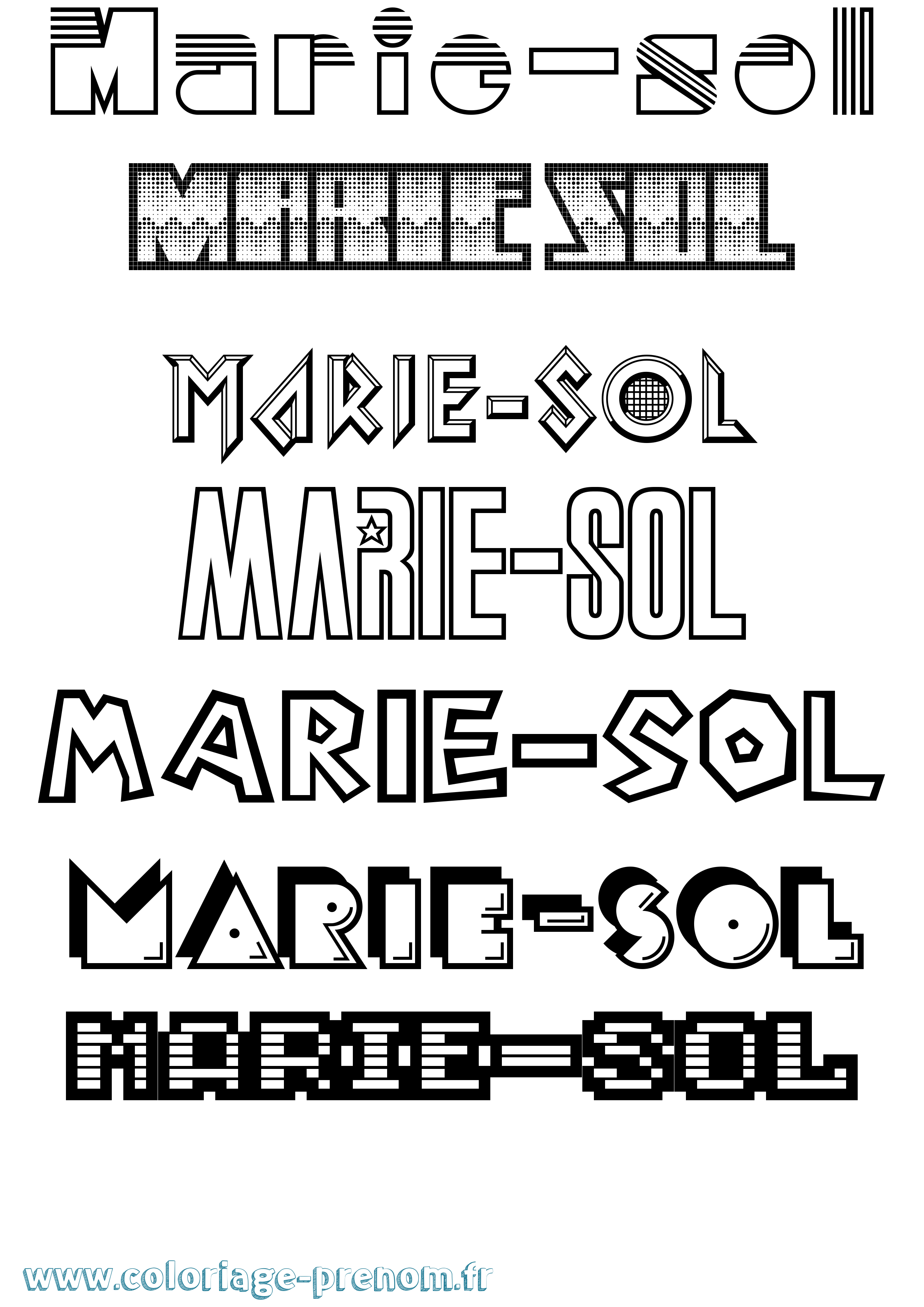 Coloriage Marie-Sol Jeux Vidéos Coloriage prénom Marie-Sol Jeux Vidéos