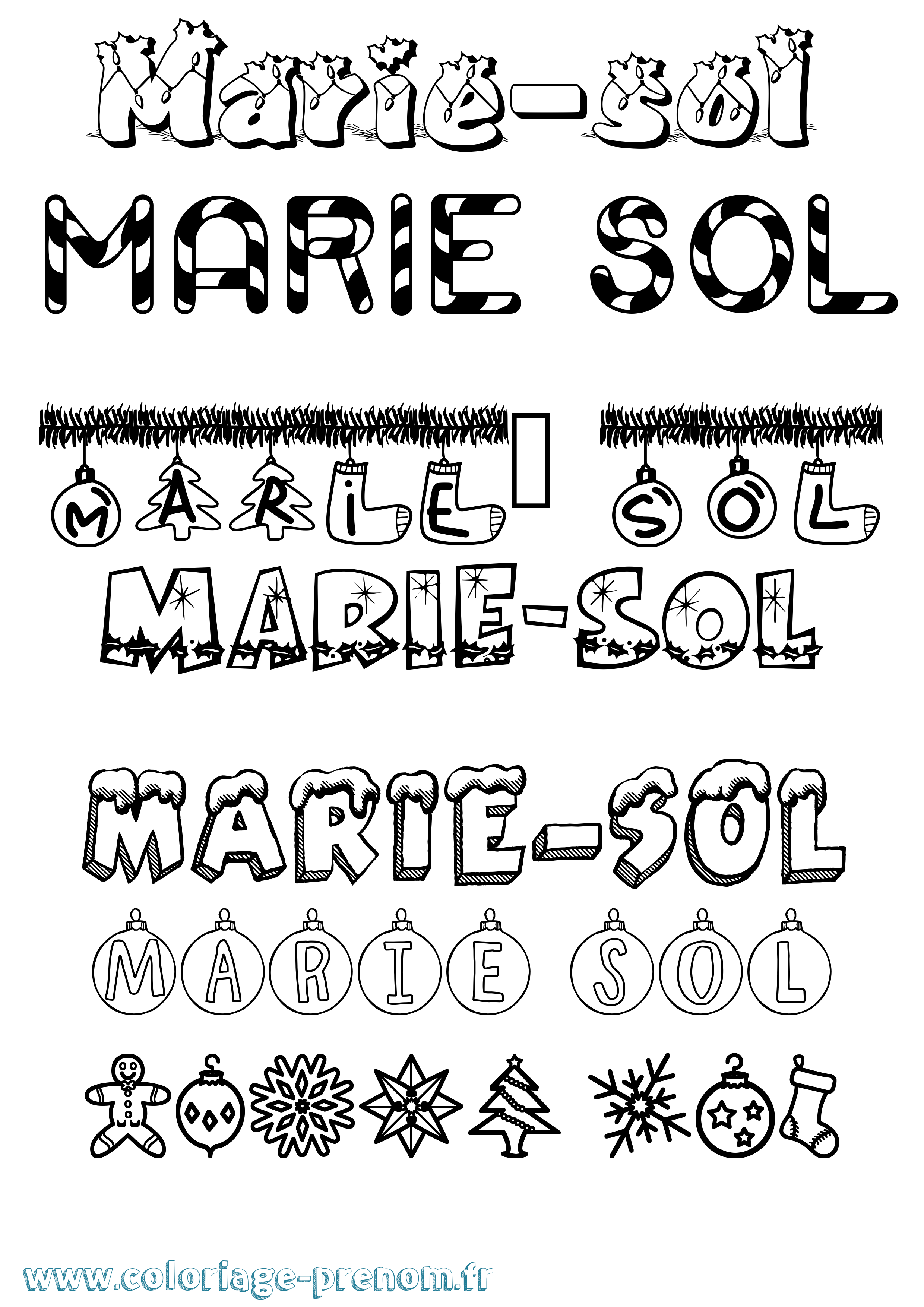 Coloriage Marie-Sol Noël Coloriage prénom Marie-Sol Noël