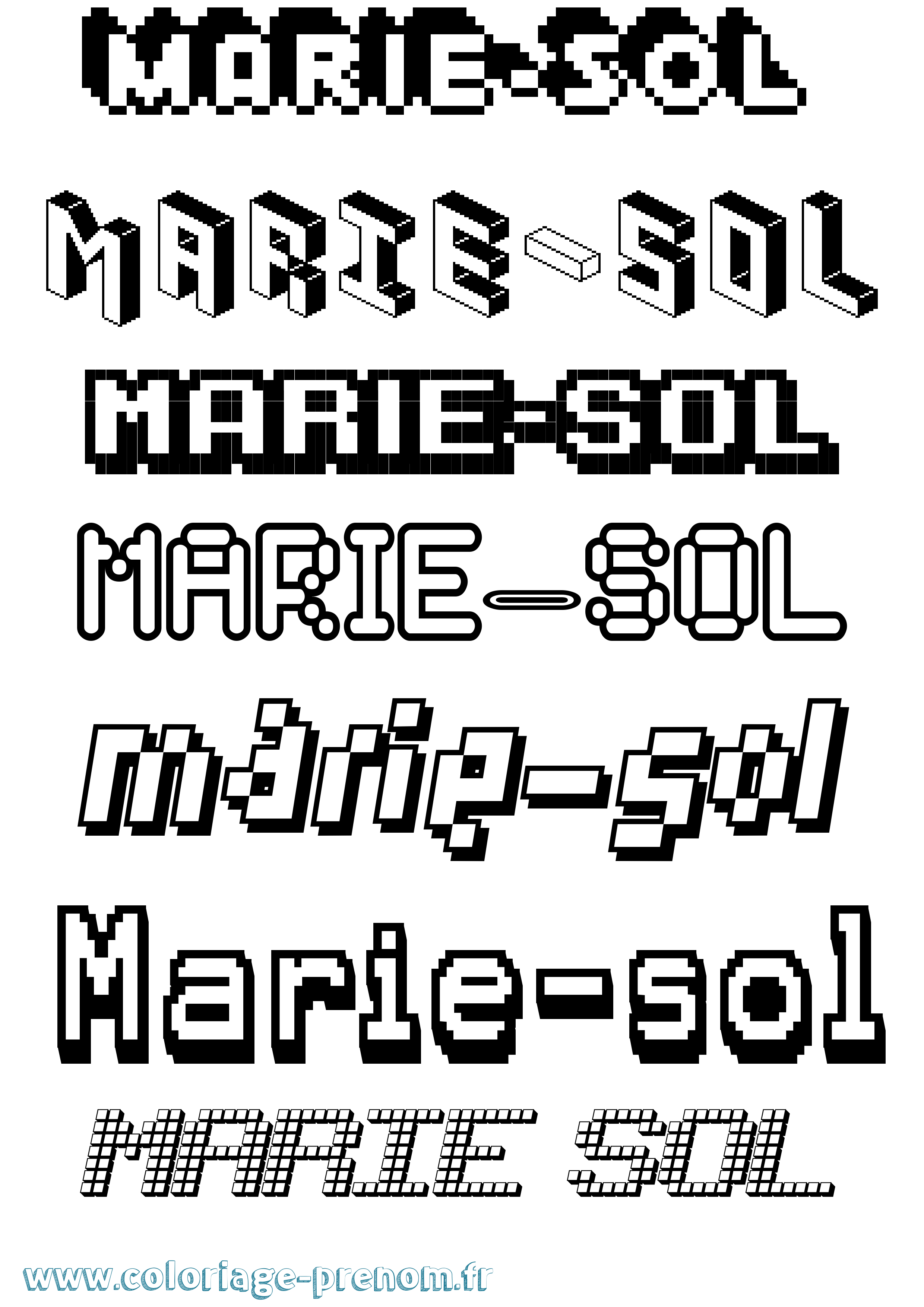 Coloriage Marie-Sol Pixel Coloriage prénom Marie-Sol Pixel