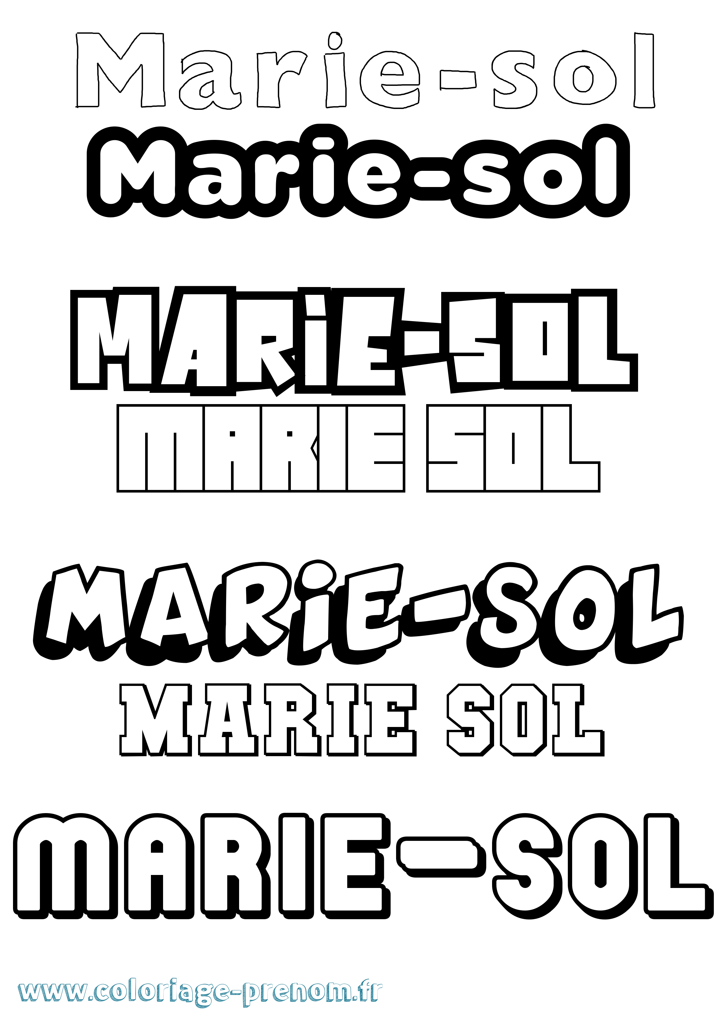 Coloriage Marie-Sol Simple Coloriage prénom Marie-Sol Simple