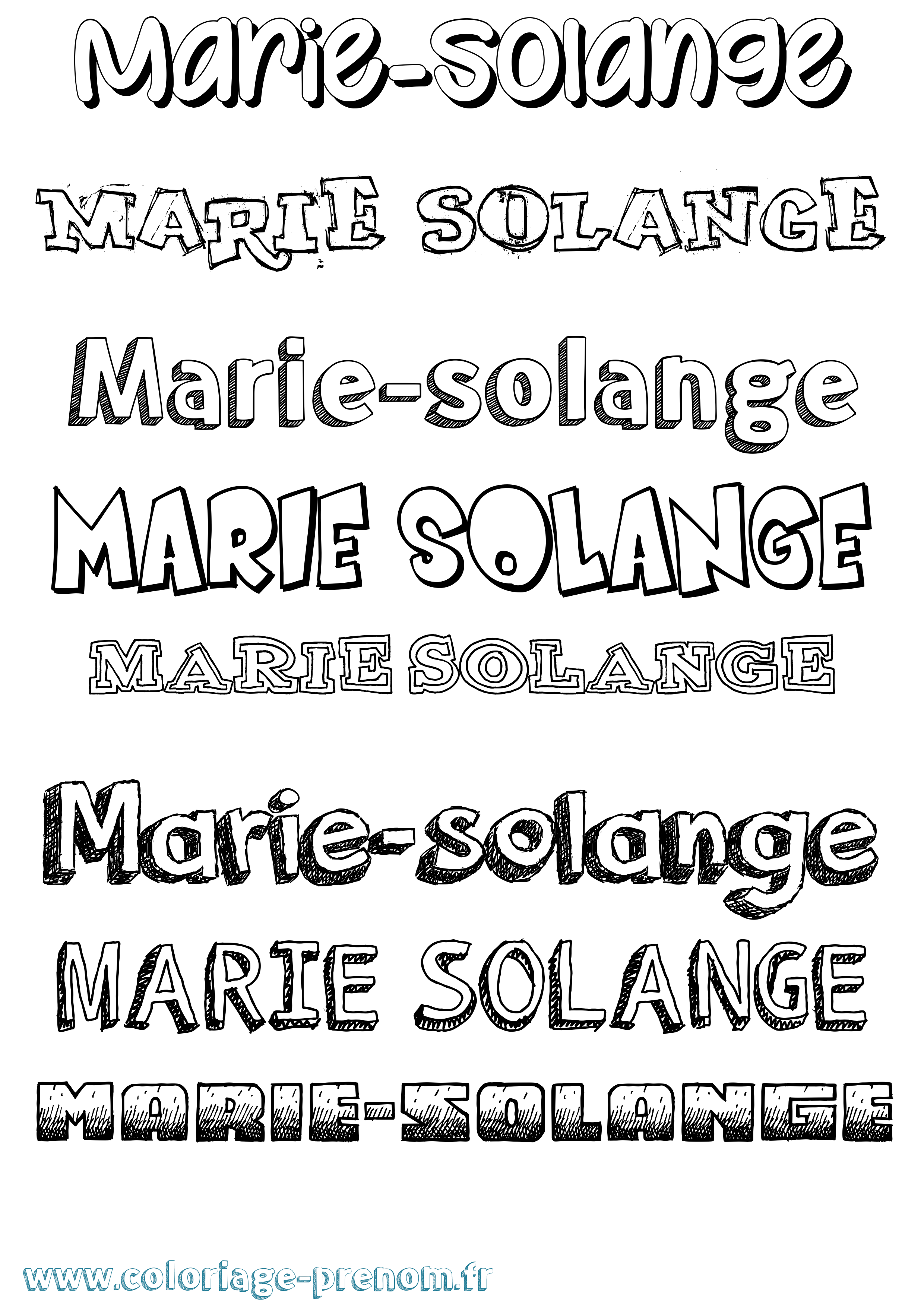 Coloriage Marie-Solange Dessiné Coloriage prénom Marie-Solange Dessiné