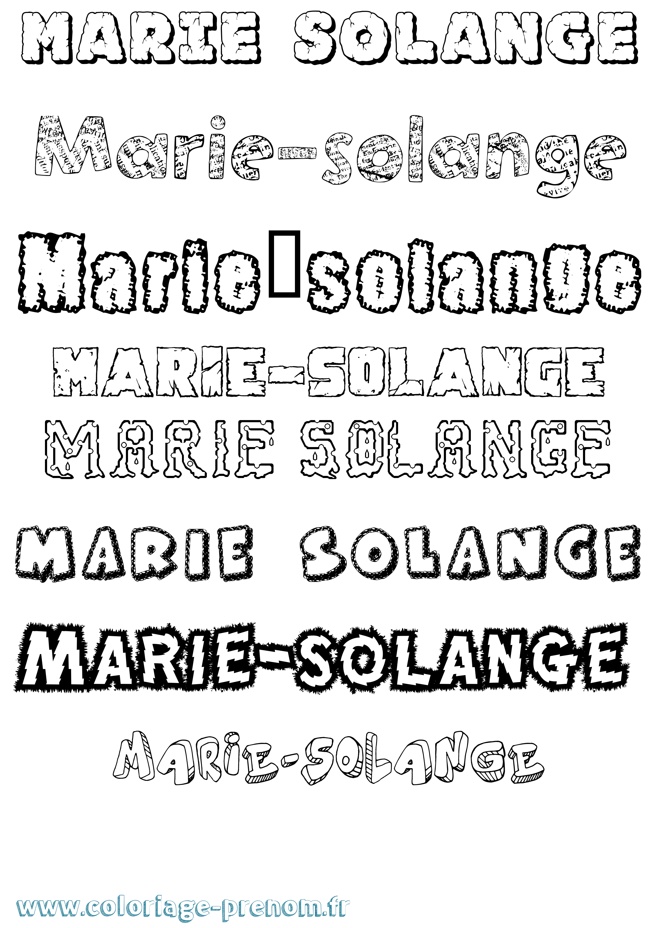 Coloriage Marie-Solange Destructuré Coloriage prénom Marie-Solange Destructuré