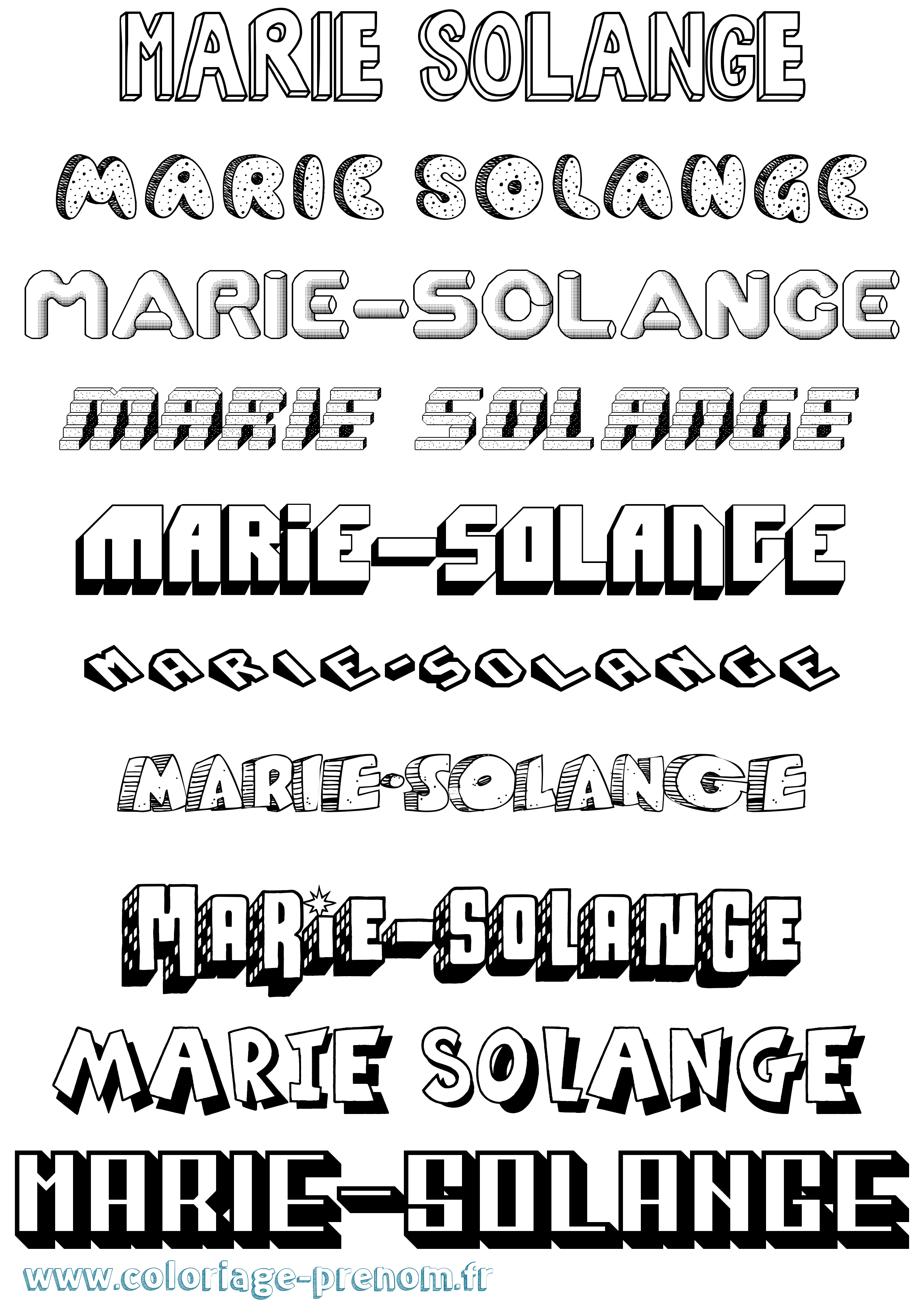 Coloriage Marie-Solange Effet 3D Coloriage prénom Marie-Solange Effet 3D