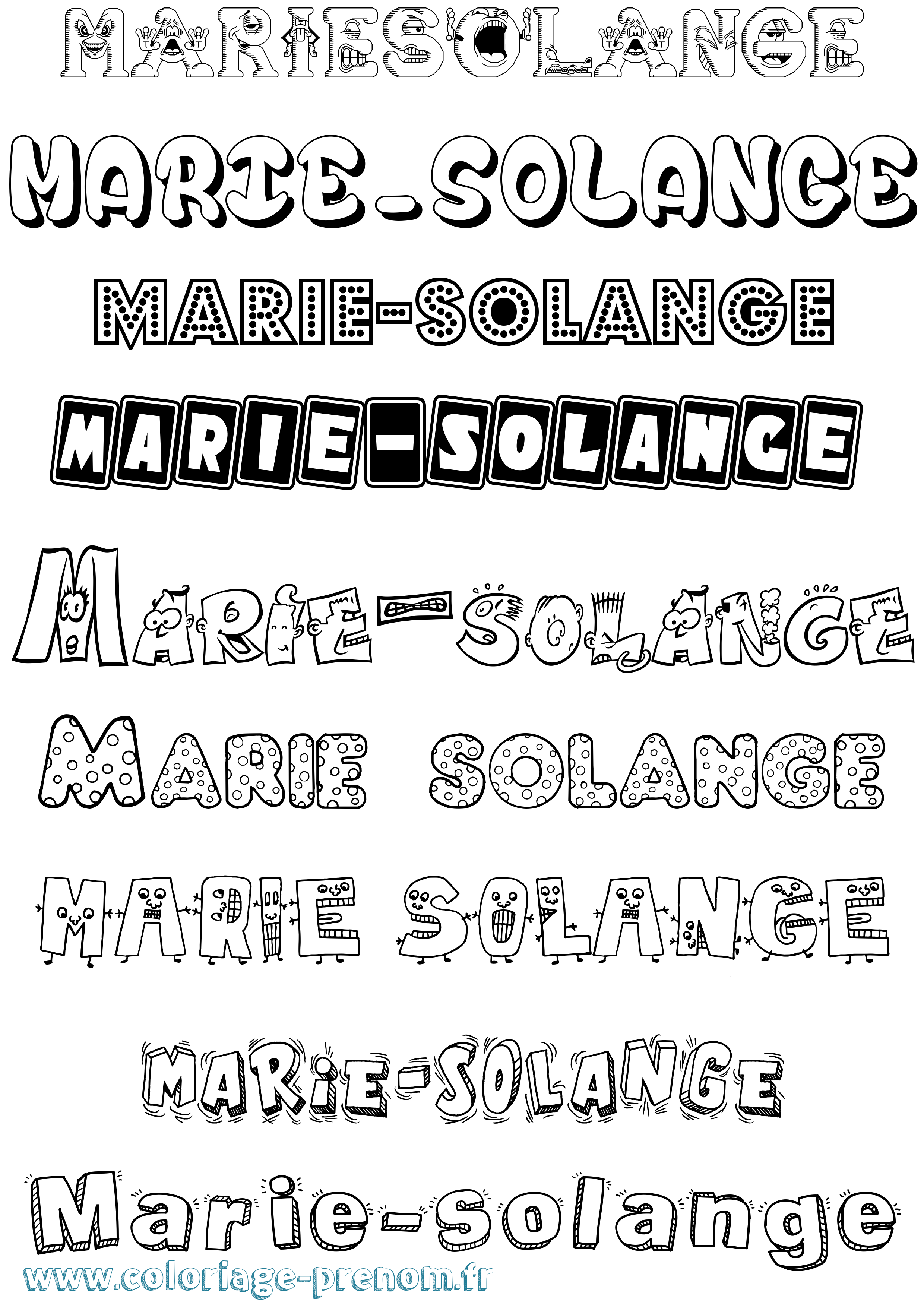 Coloriage Marie-Solange Fun Coloriage prénom Marie-Solange Fun