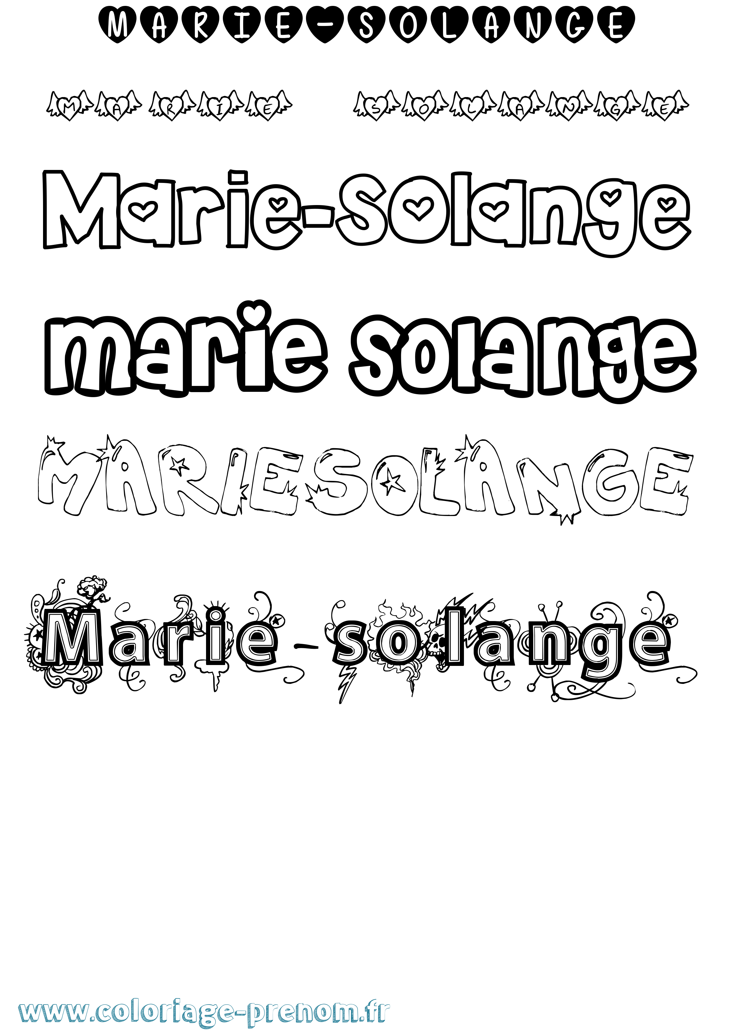 Coloriage Marie-Solange Girly Coloriage prénom Marie-Solange Girly