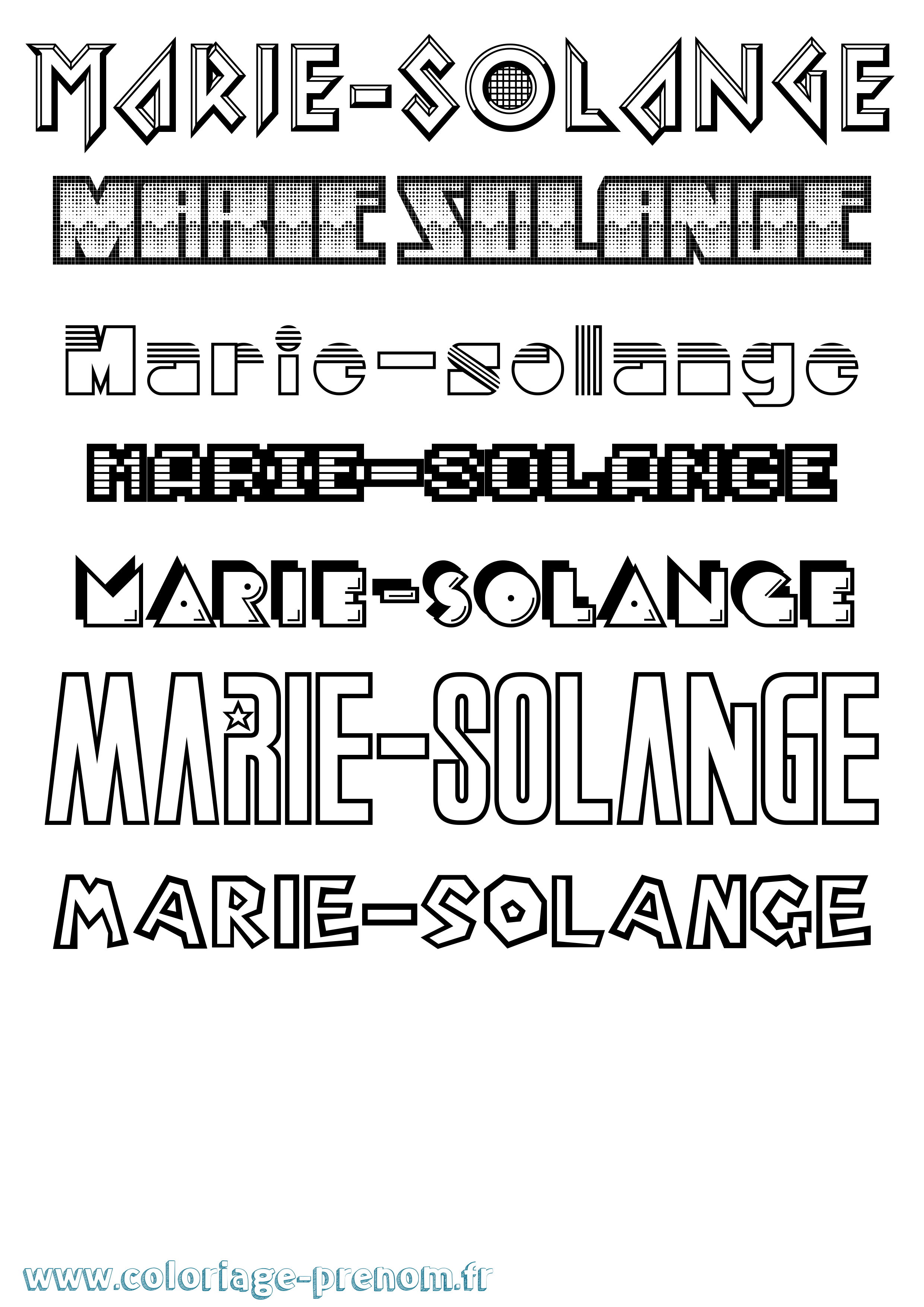 Coloriage Marie-Solange Jeux Vidéos Coloriage prénom Marie-Solange Jeux Vidéos