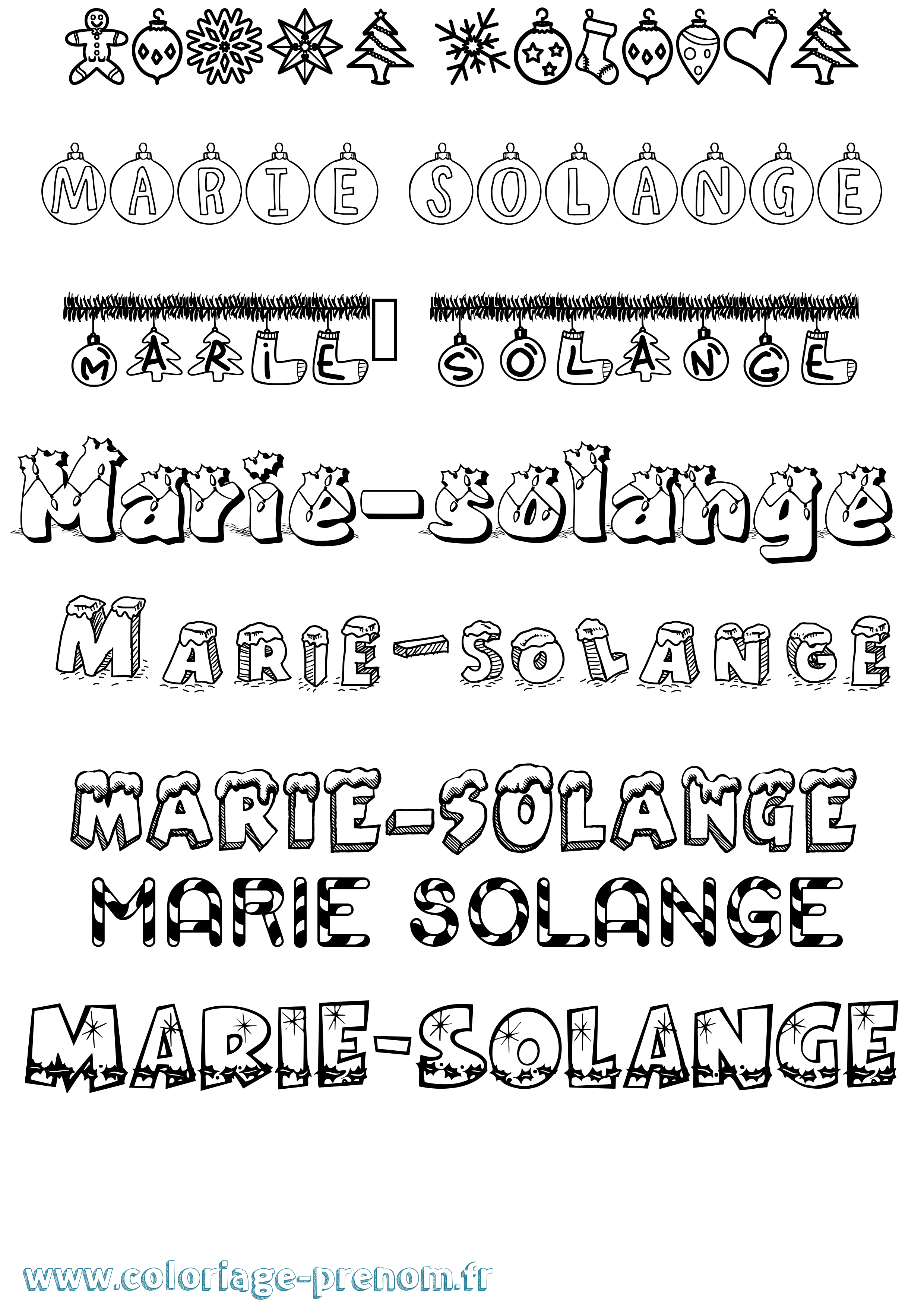 Coloriage Marie-Solange Noël Coloriage prénom Marie-Solange Noël