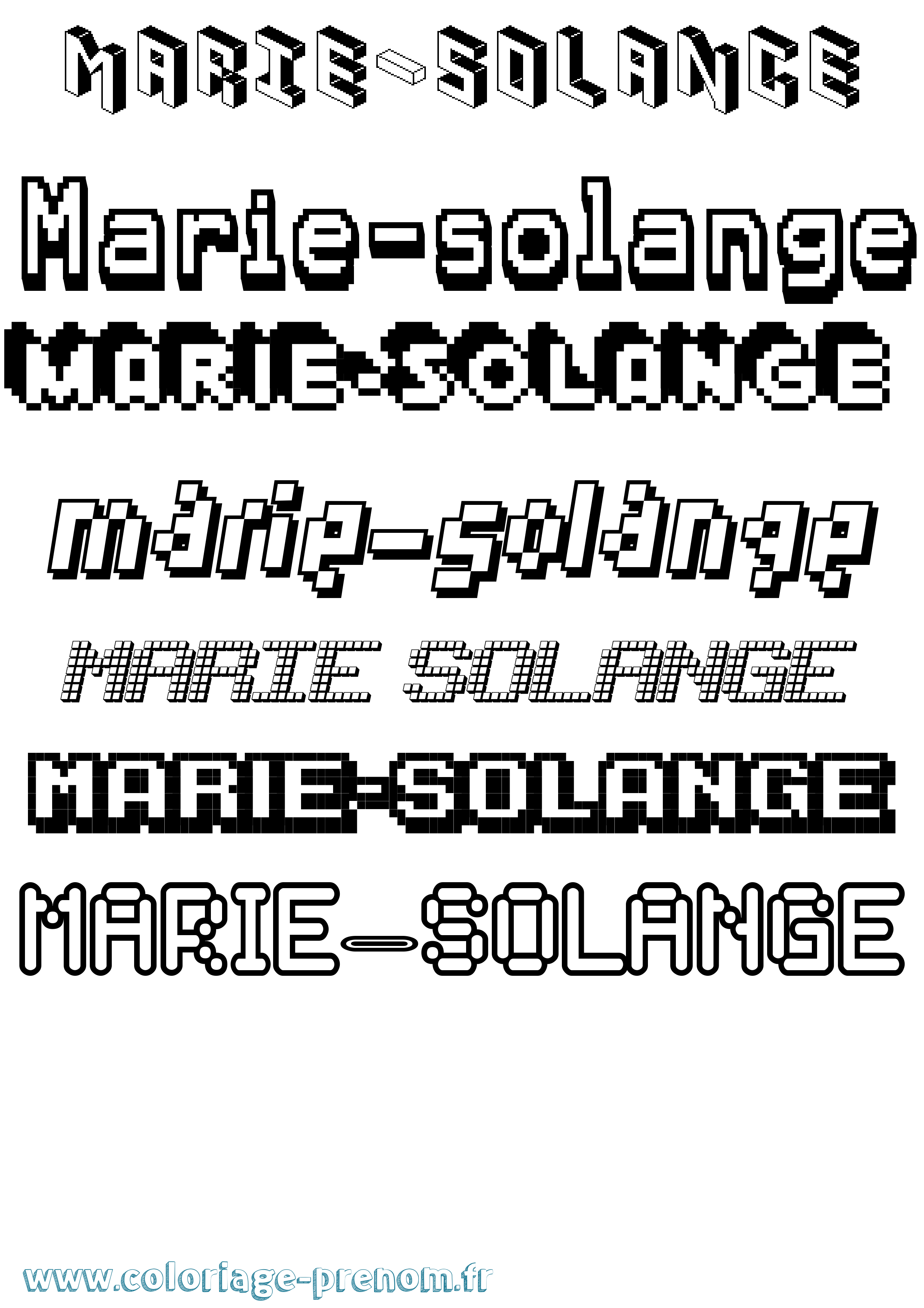 Coloriage Marie-Solange Pixel Coloriage prénom Marie-Solange Pixel