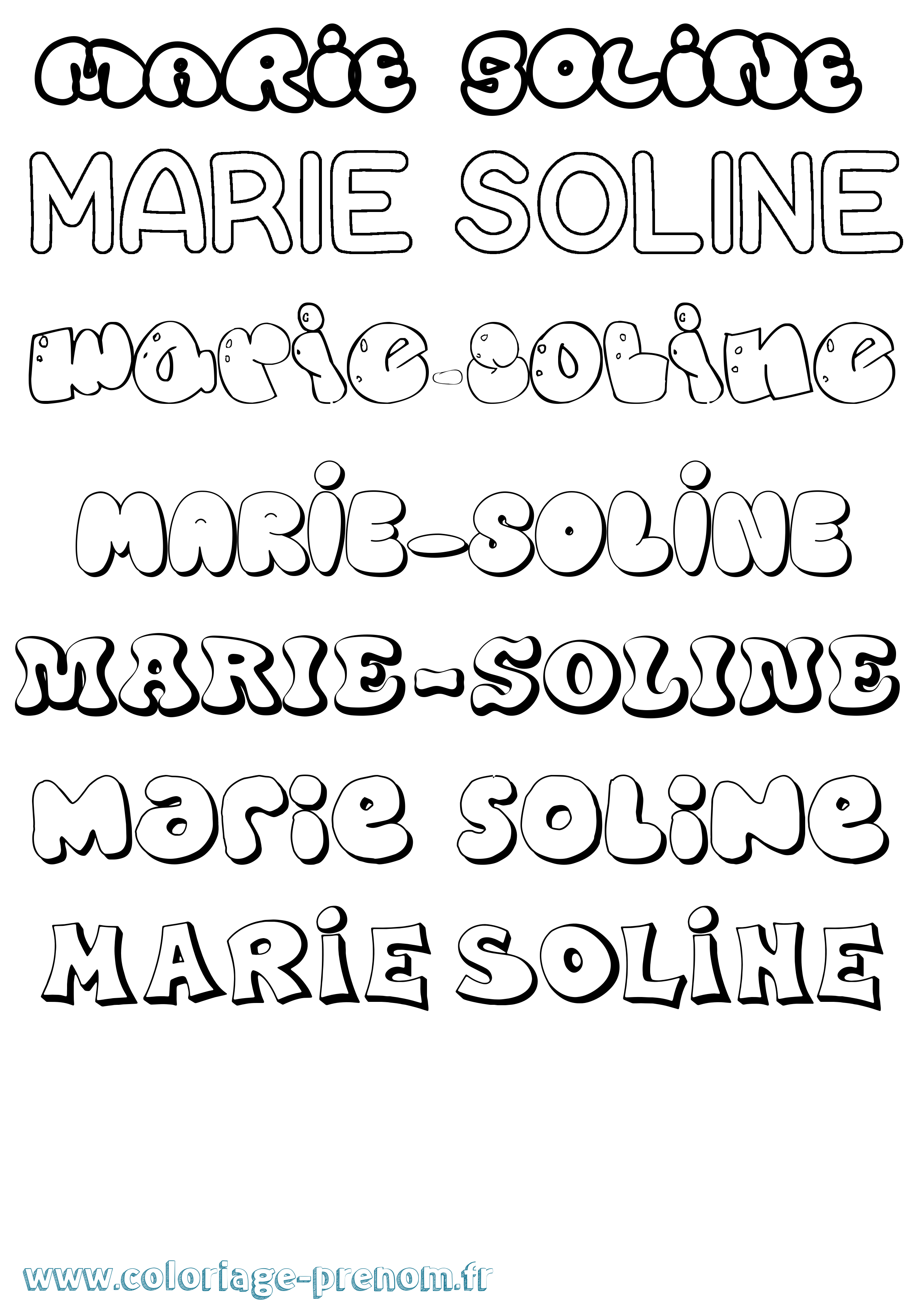 Coloriage Marie-Soline Bubble Coloriage prénom Marie-Soline Bubble