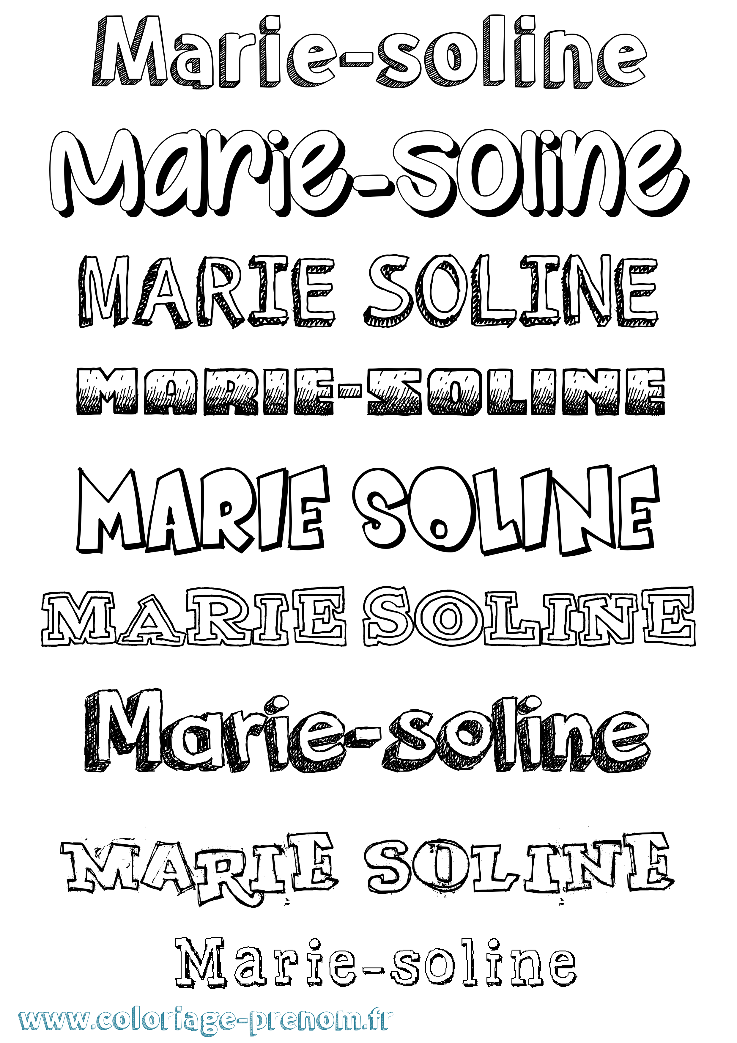 Coloriage Marie-Soline Dessiné Coloriage prénom Marie-Soline Dessiné