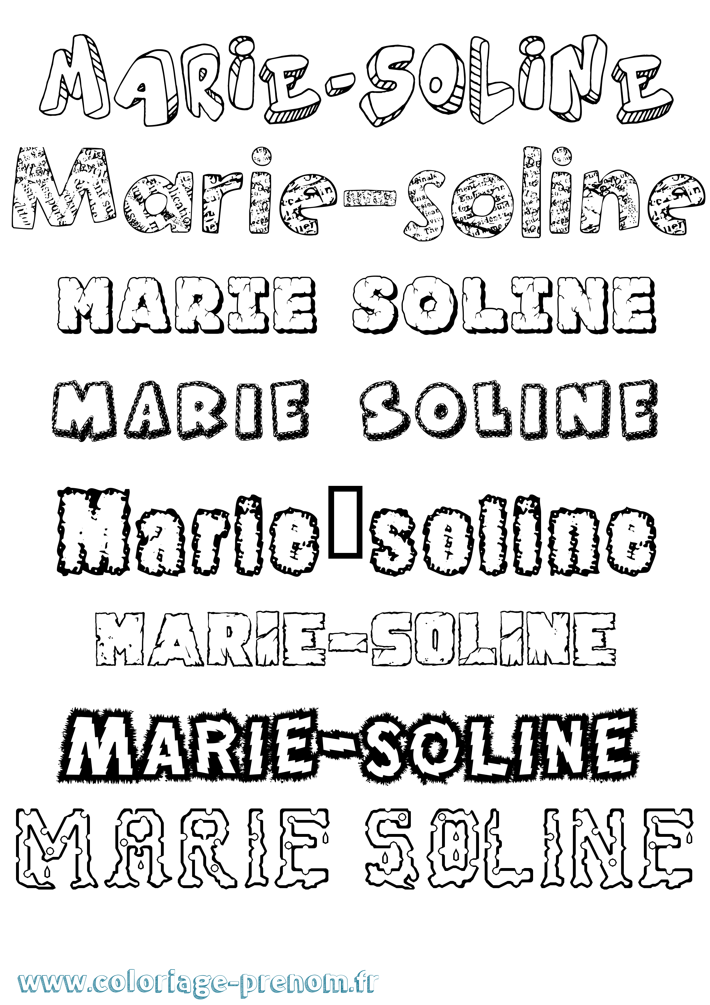Coloriage Marie-Soline Destructuré Coloriage prénom Marie-Soline Destructuré