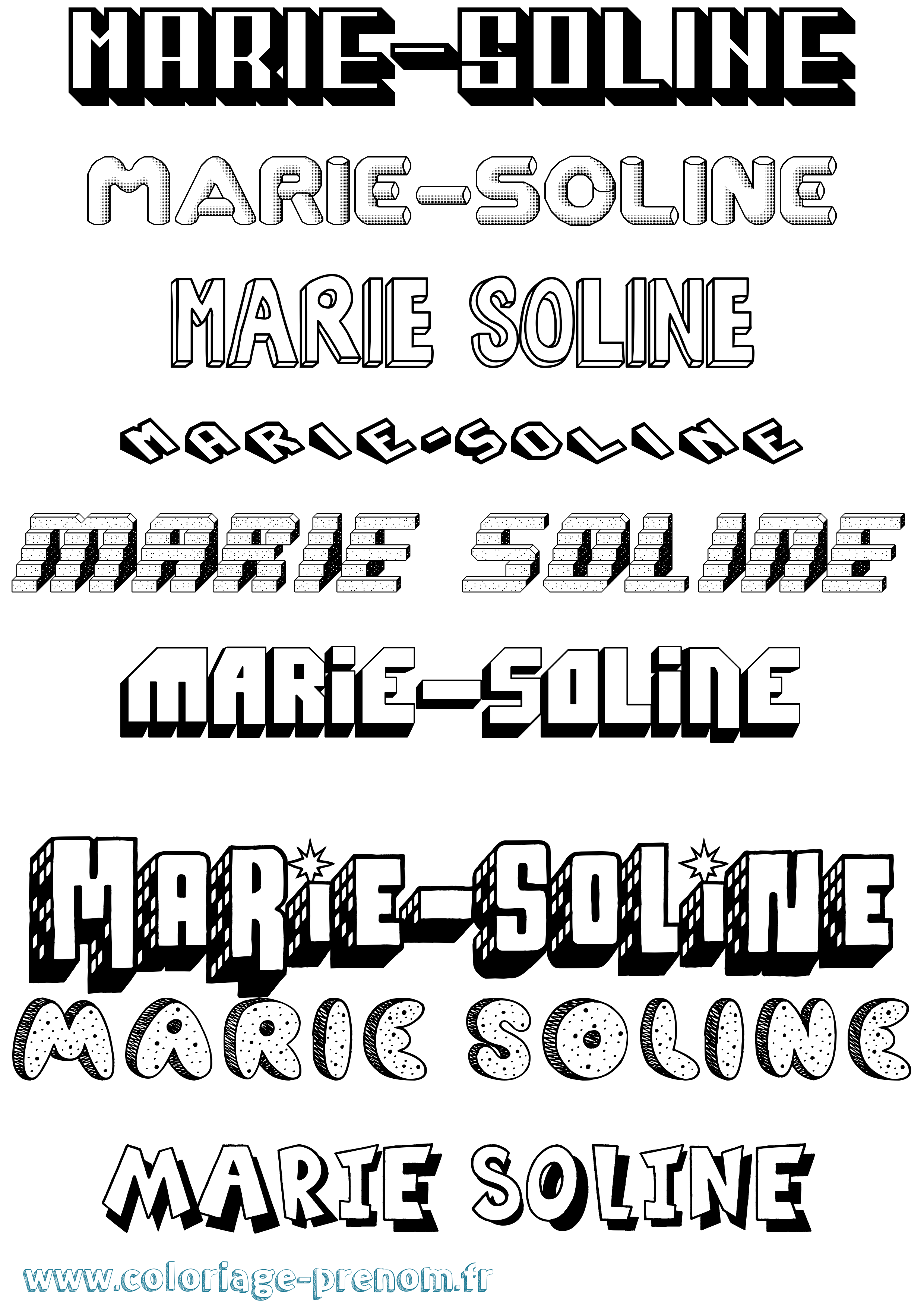 Coloriage Marie-Soline Effet 3D Coloriage prénom Marie-Soline Effet 3D