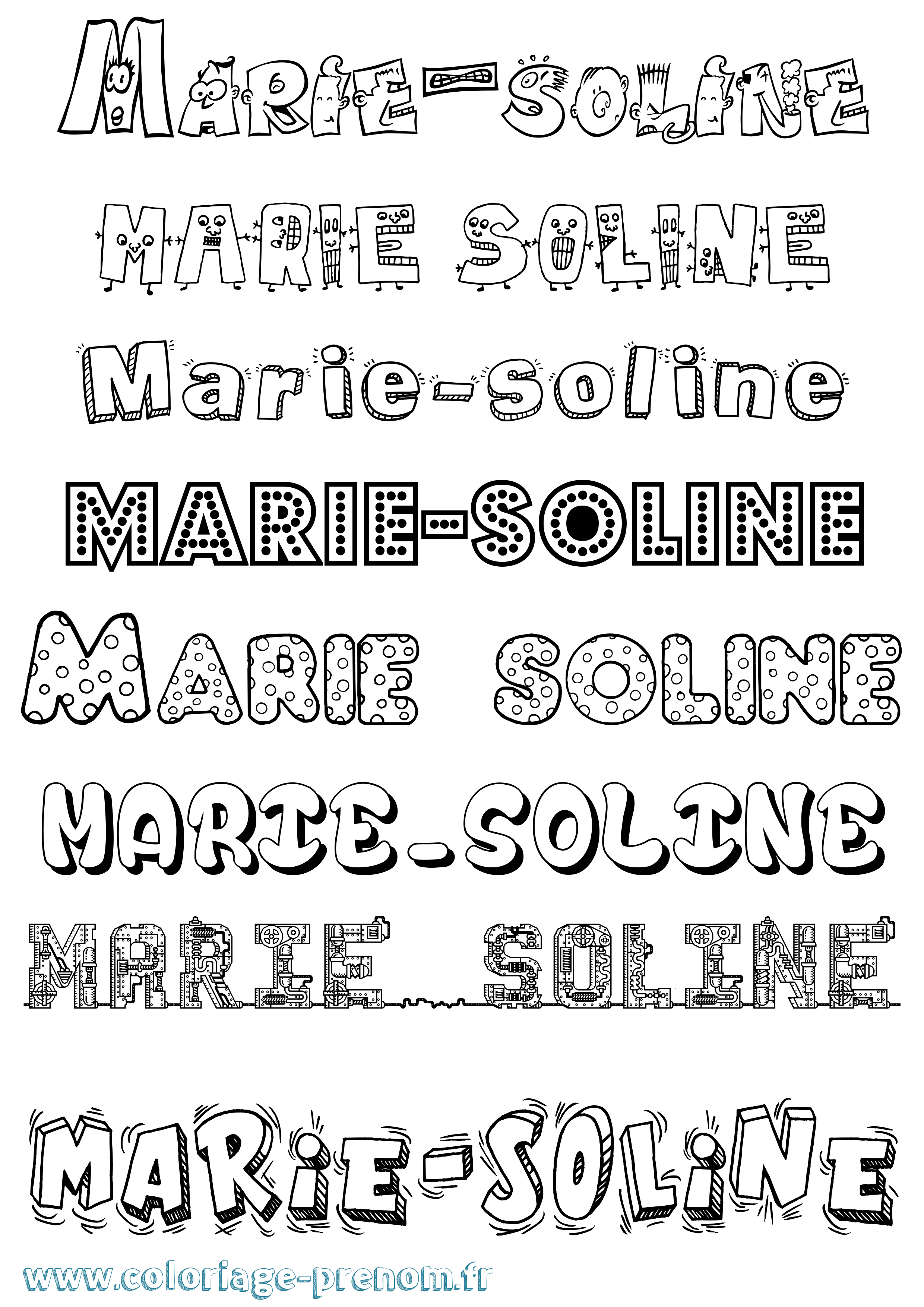 Coloriage Marie-Soline Fun Coloriage prénom Marie-Soline Fun