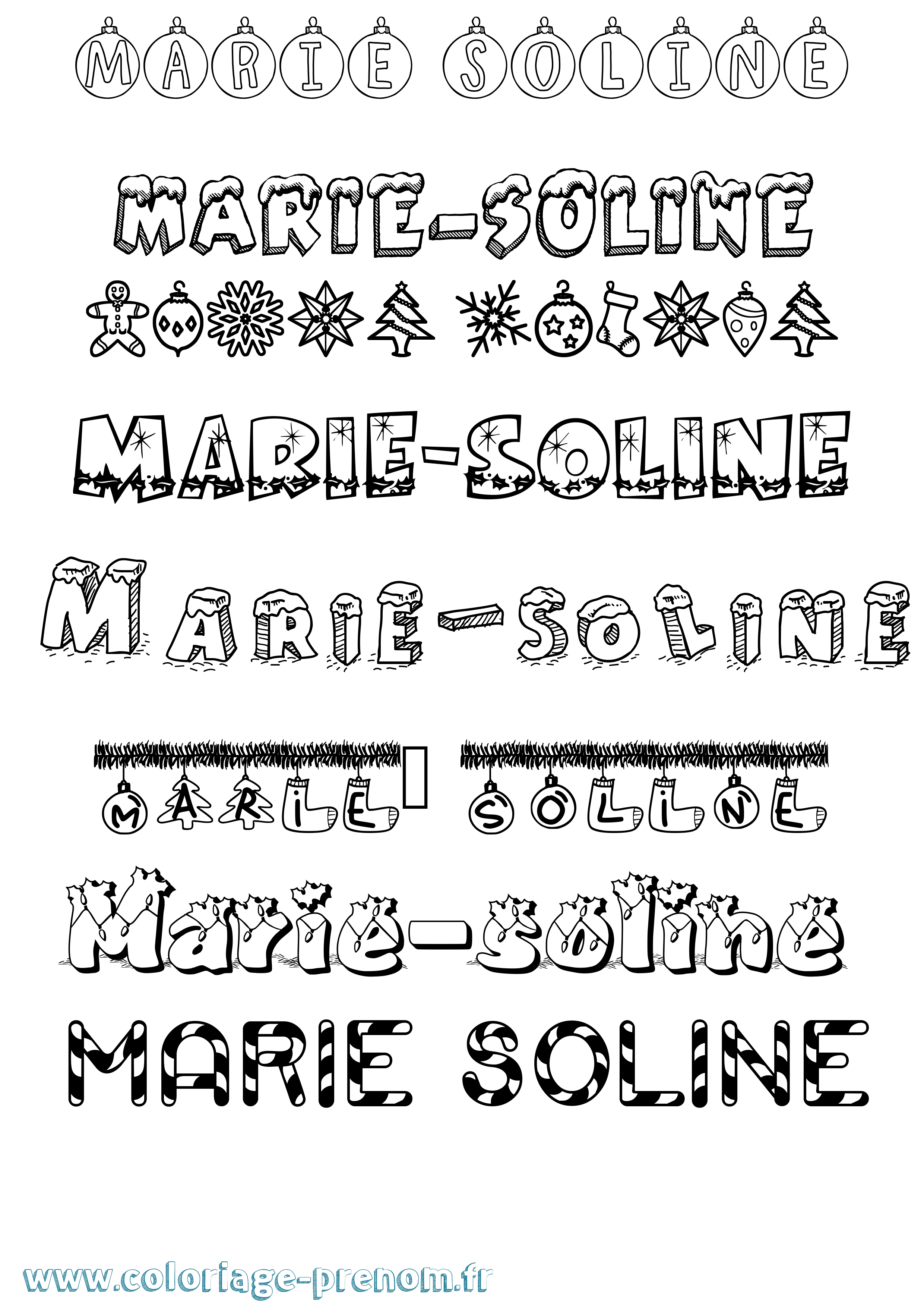 Coloriage Marie-Soline Noël Coloriage prénom Marie-Soline Noël