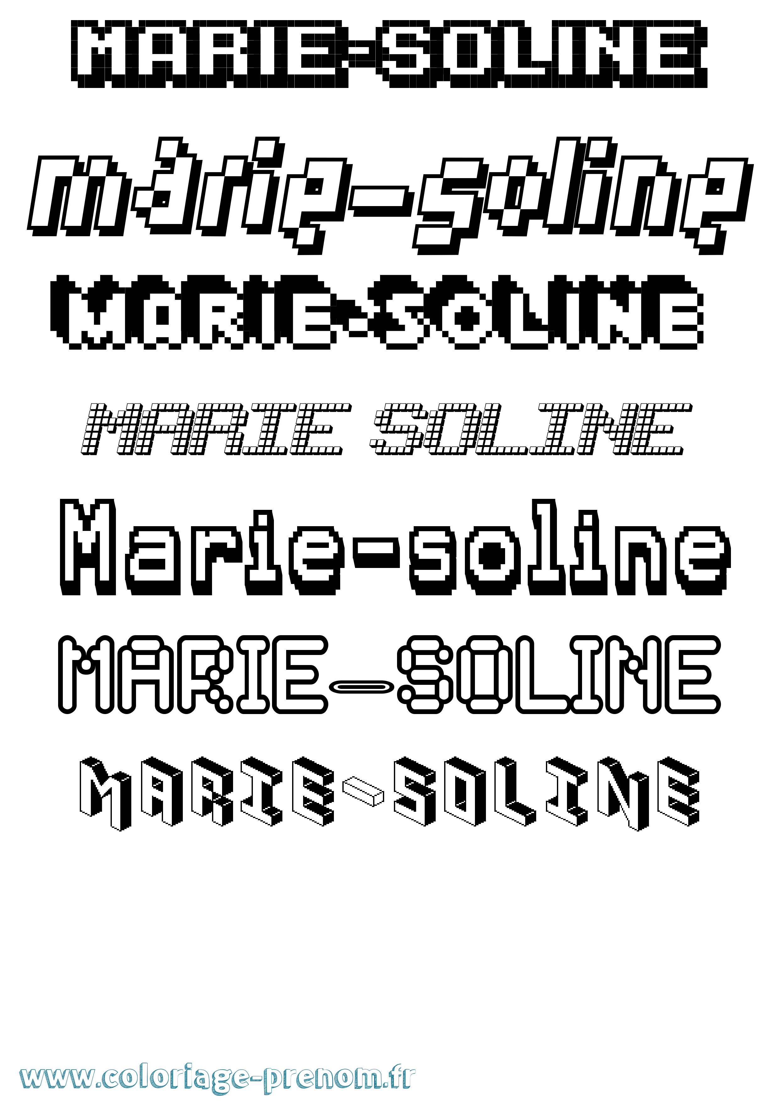 Coloriage Marie-Soline Pixel Coloriage prénom Marie-Soline Pixel