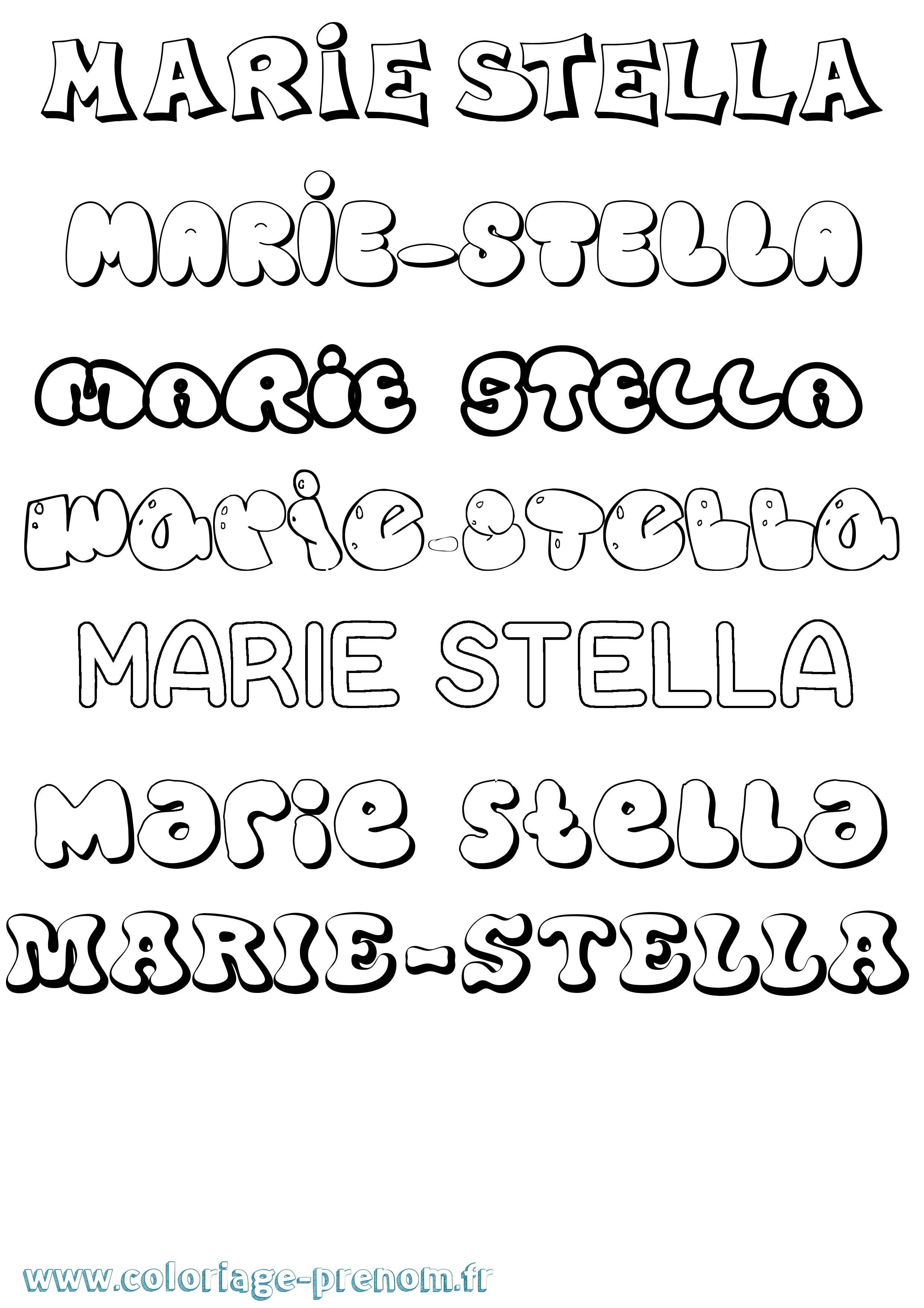 Coloriage Marie-Stella Bubble Coloriage prénom Marie-Stella Bubble