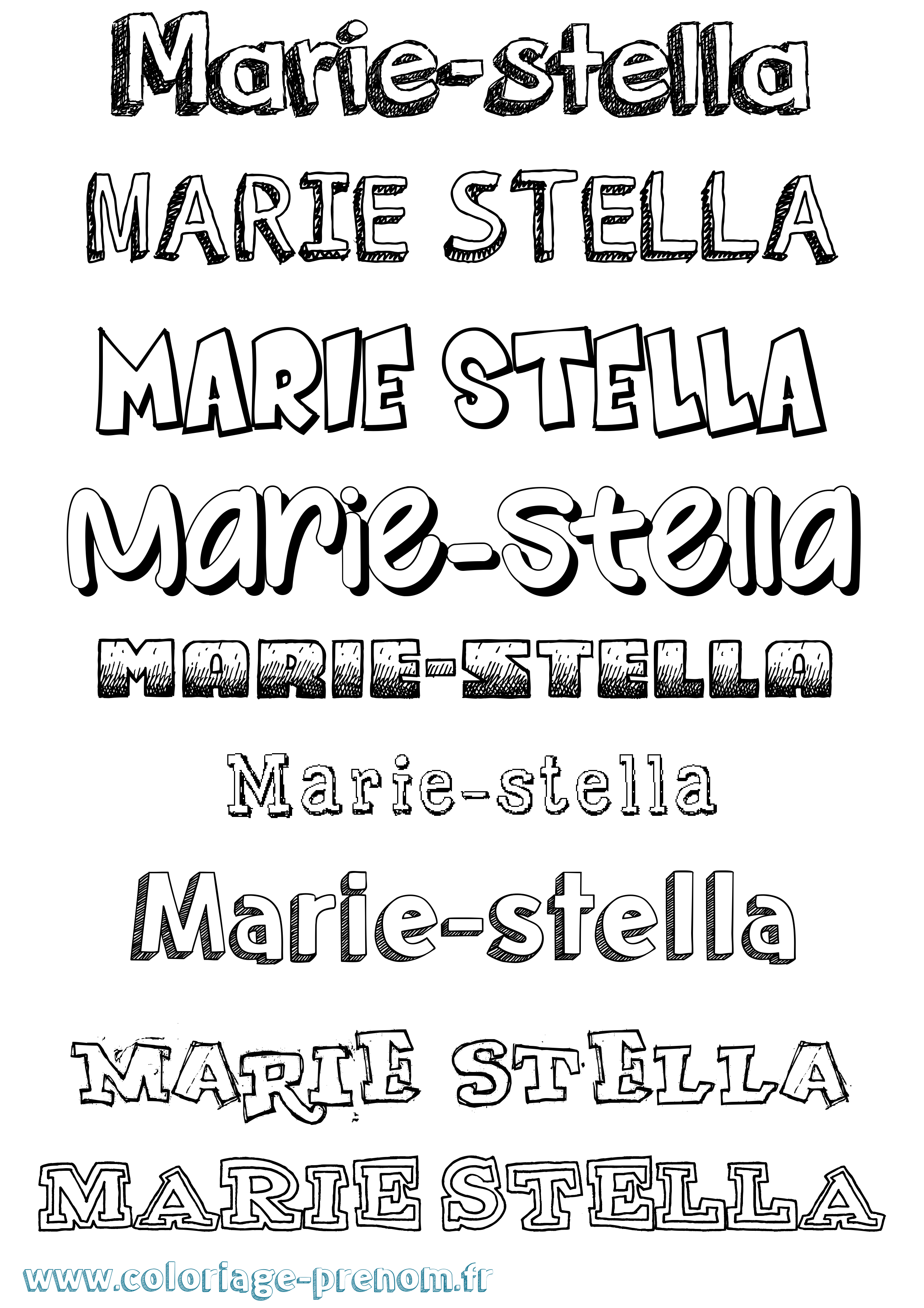 Coloriage Marie-Stella Dessiné Coloriage prénom Marie-Stella Dessiné