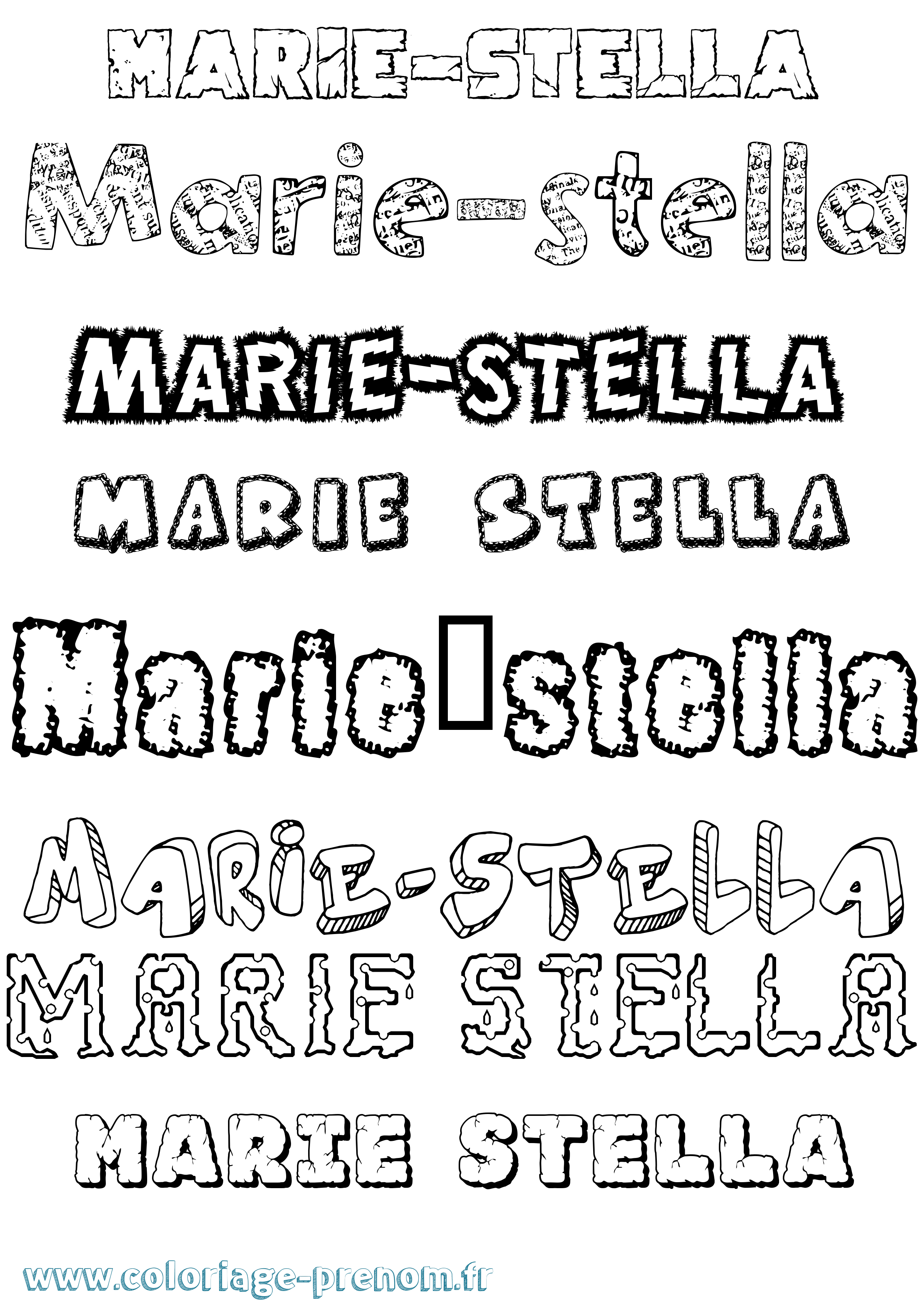 Coloriage Marie-Stella Destructuré Coloriage prénom Marie-Stella Destructuré