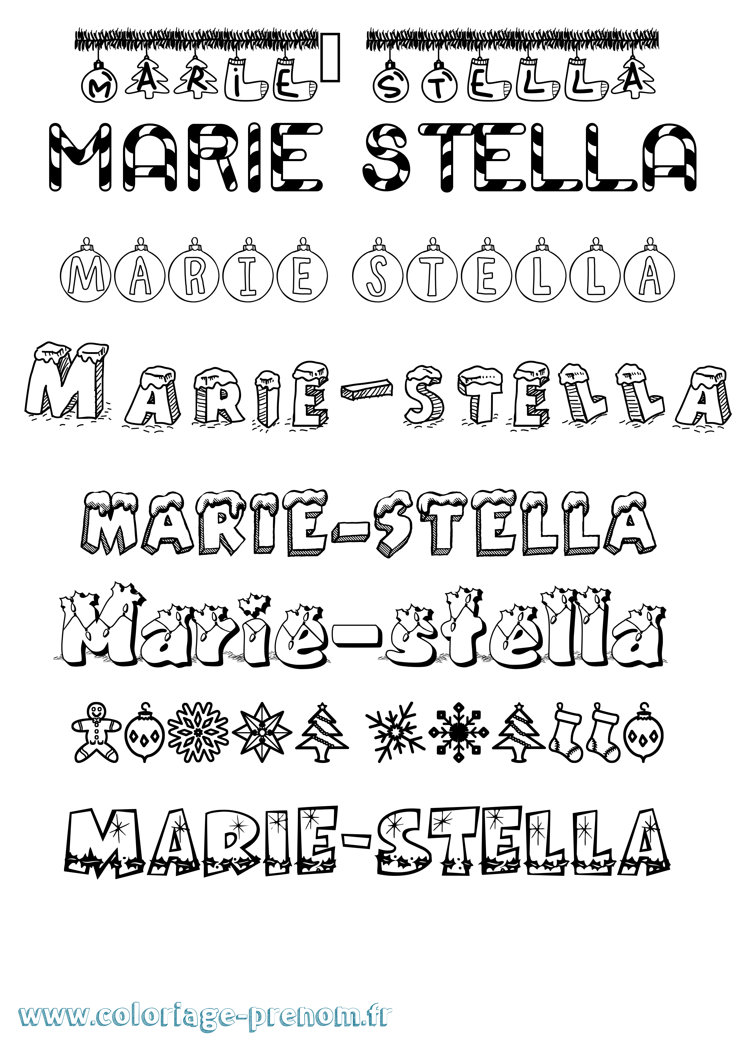 Coloriage Marie-Stella Noël Coloriage prénom Marie-Stella Noël