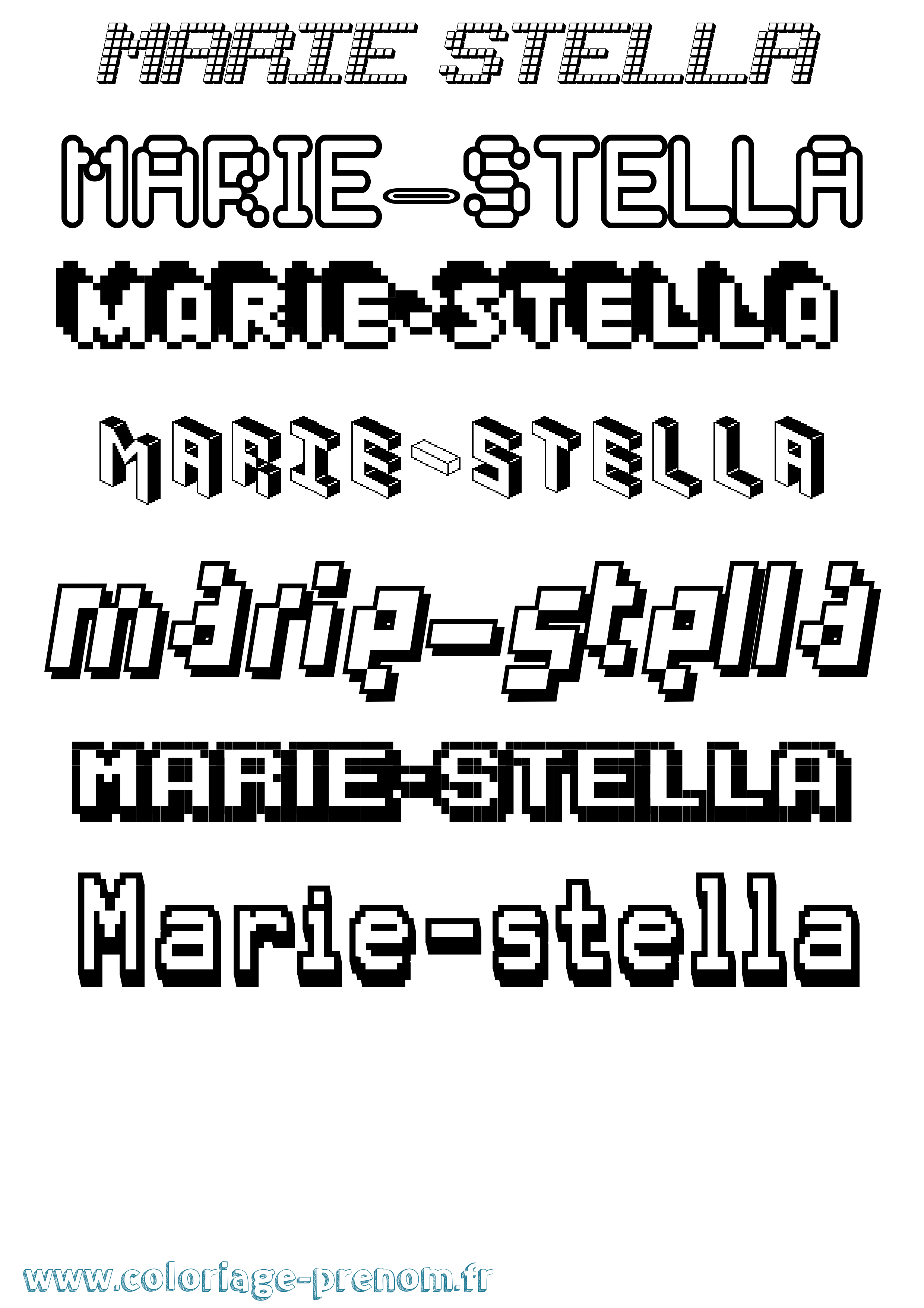 Coloriage Marie-Stella Pixel Coloriage prénom Marie-Stella Pixel