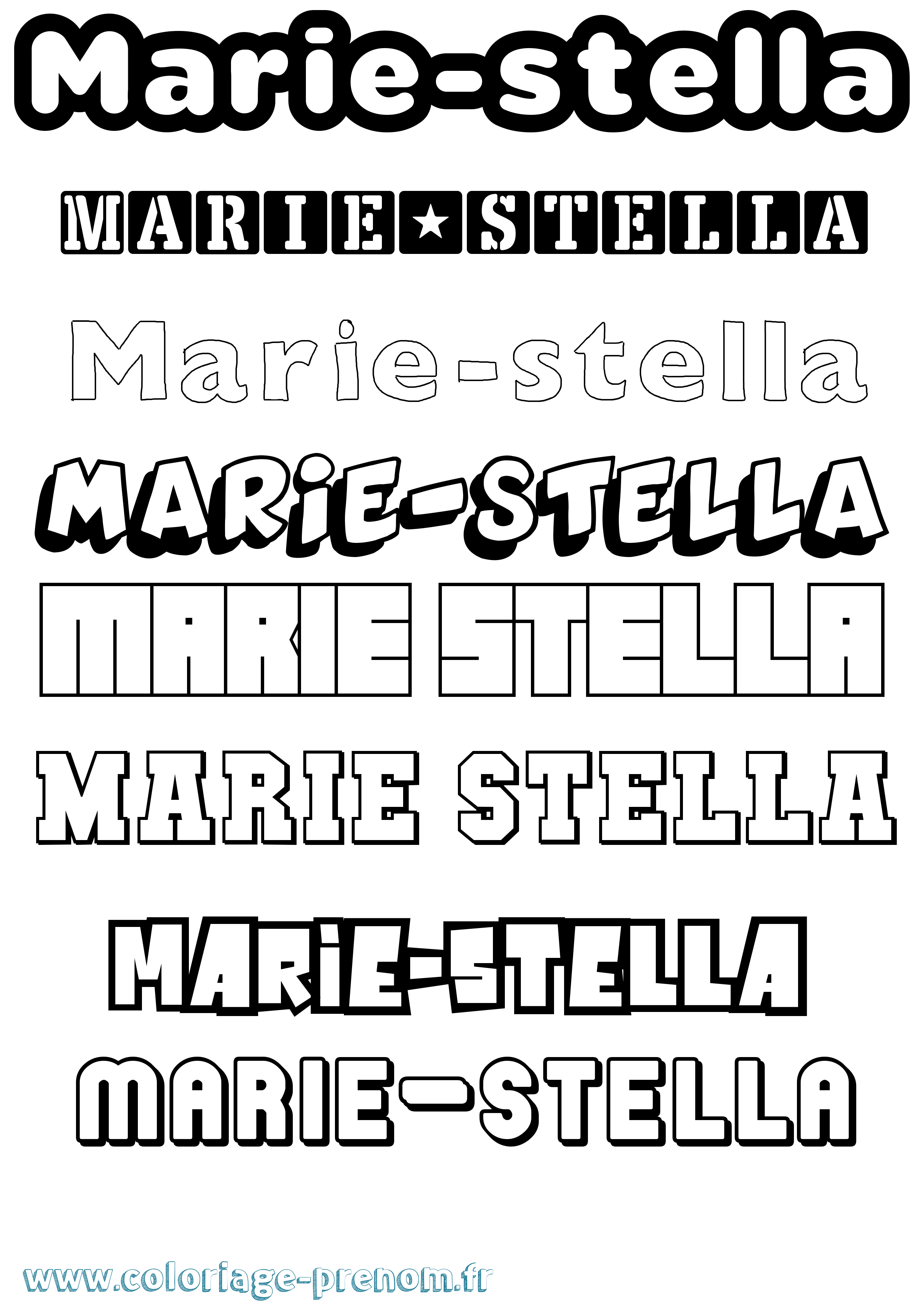 Coloriage Marie-Stella Simple Coloriage prénom Marie-Stella Simple