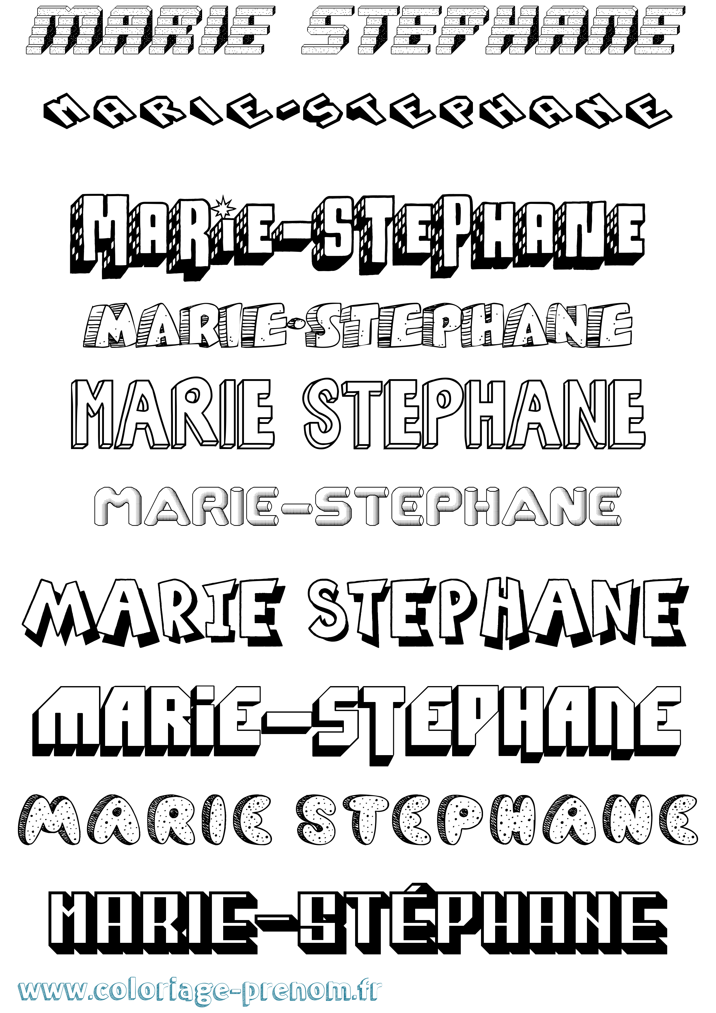 Coloriage Marie-Stéphane Effet 3D Coloriage prénom Marie-Stéphane Effet 3D