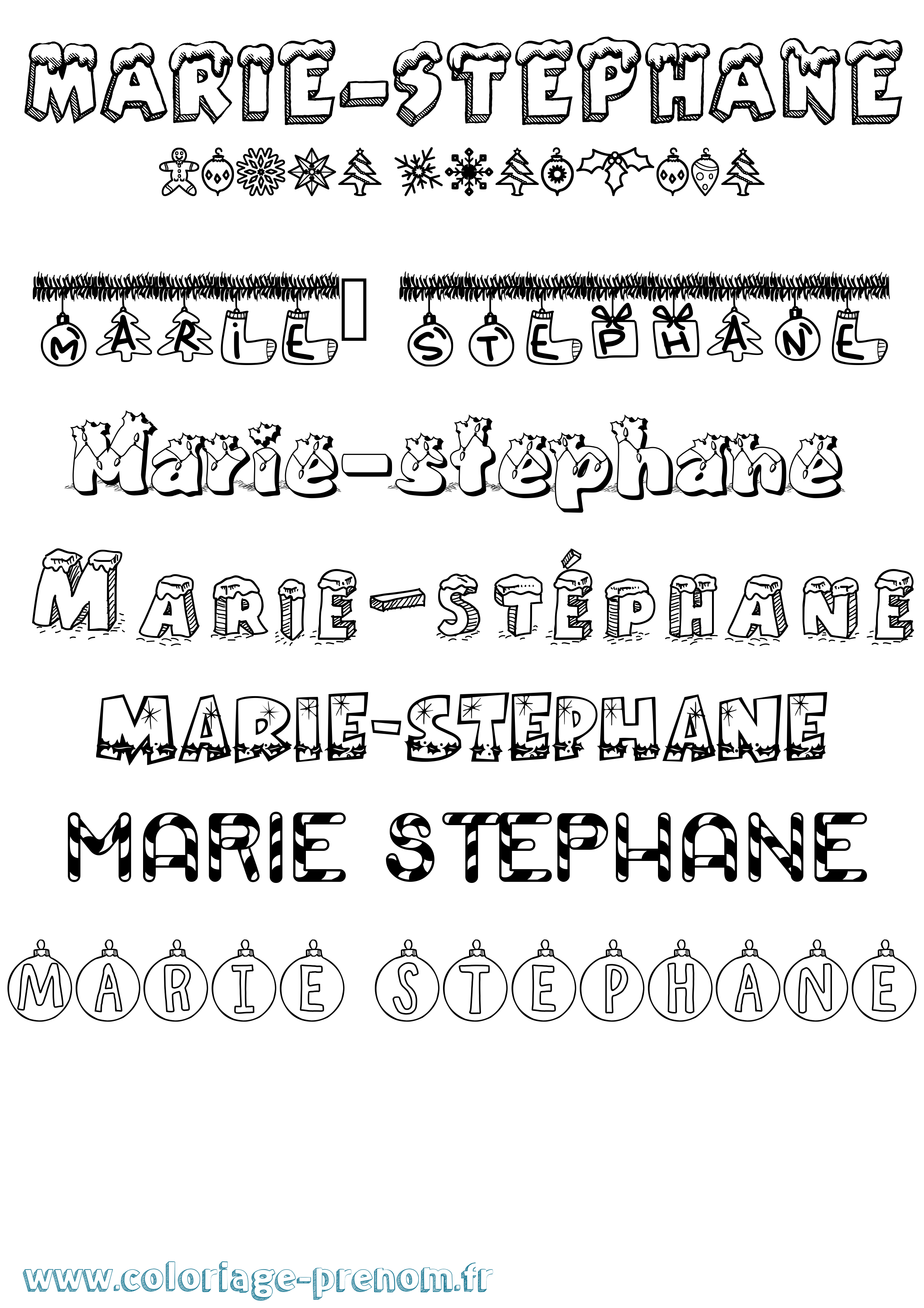 Coloriage Marie-Stéphane Noël Coloriage prénom Marie-Stéphane Noël