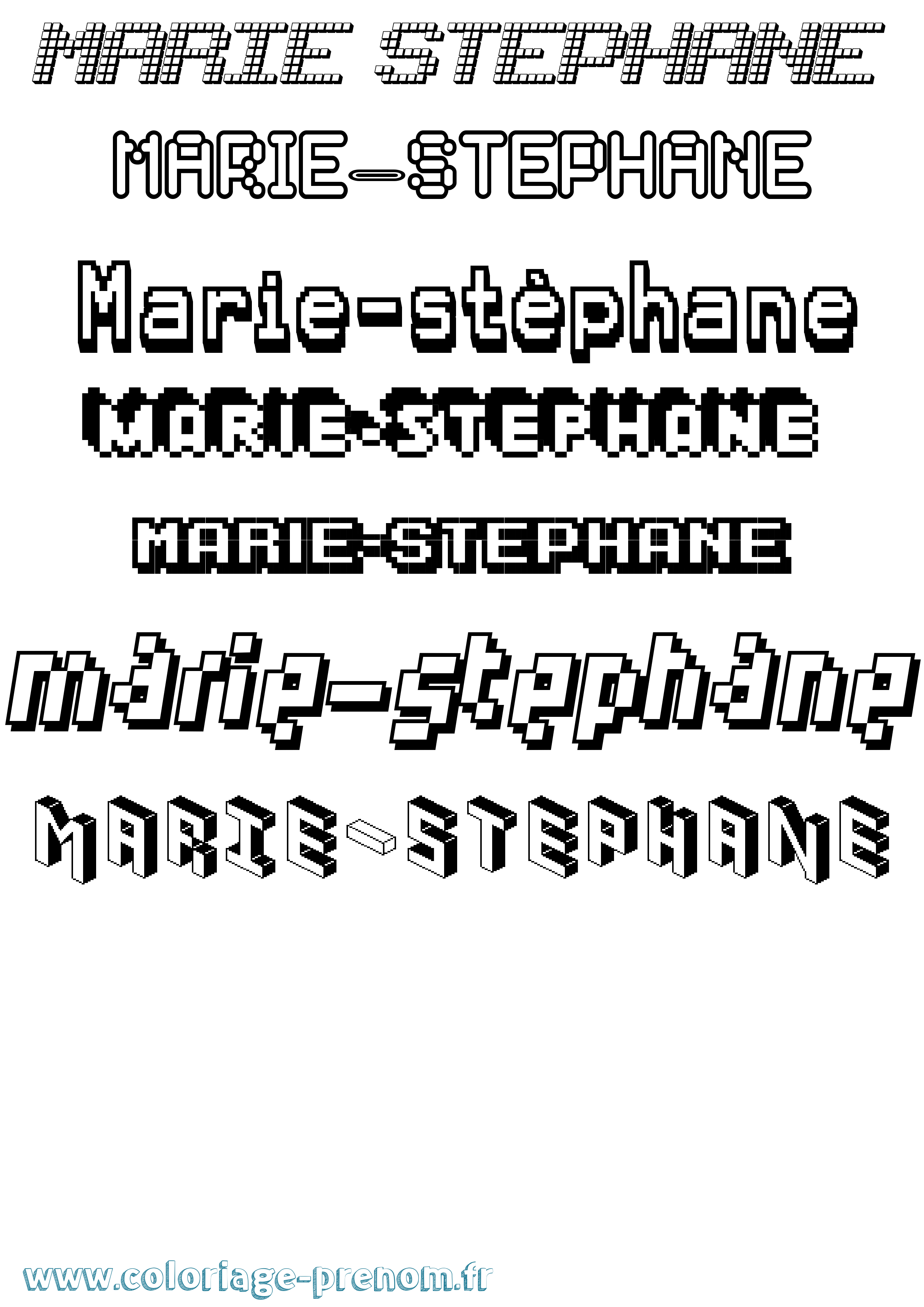 Coloriage Marie-Stéphane Pixel Coloriage prénom Marie-Stéphane Pixel