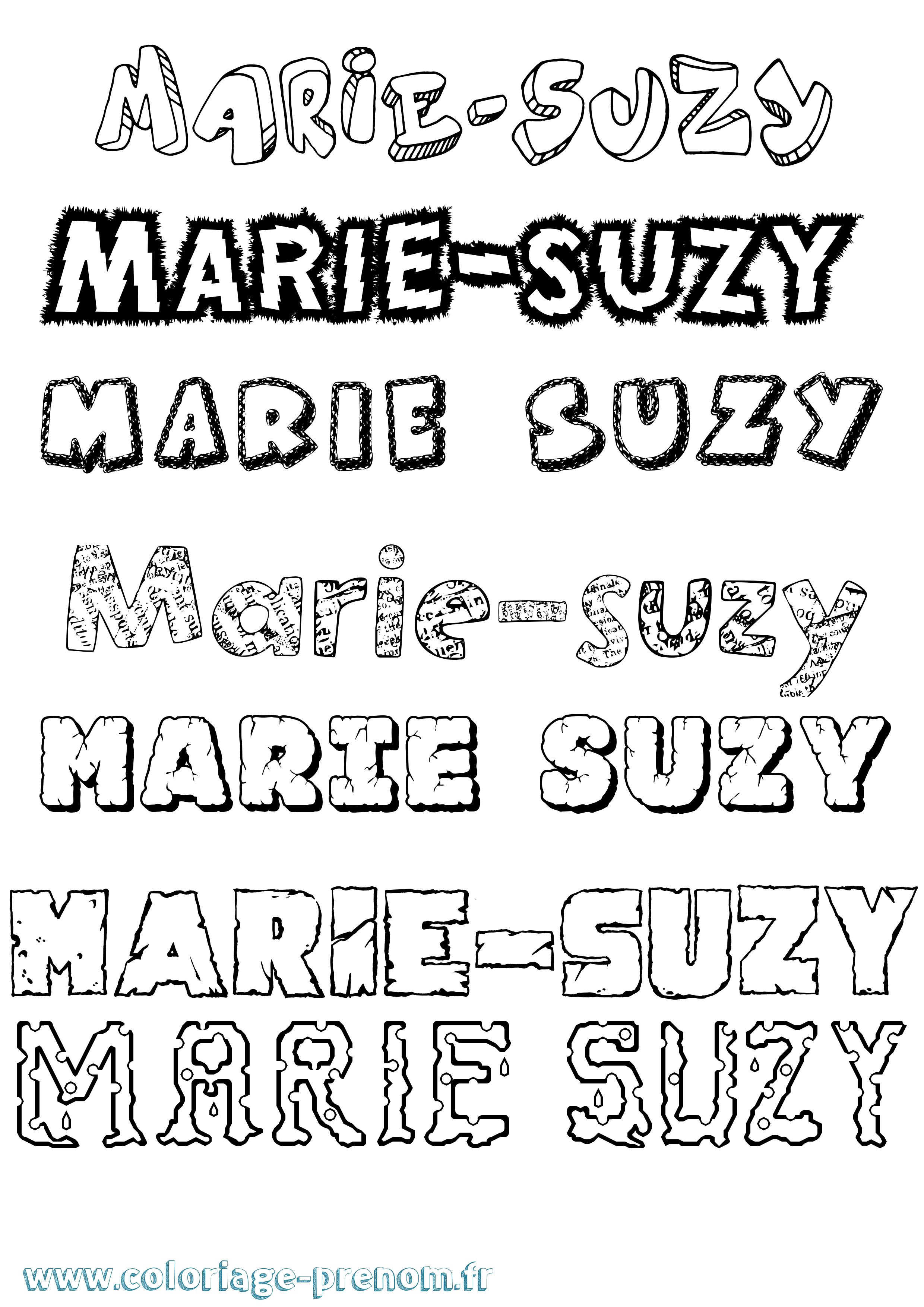 Coloriage Marie-Suzy Destructuré Coloriage prénom Marie-Suzy Destructuré