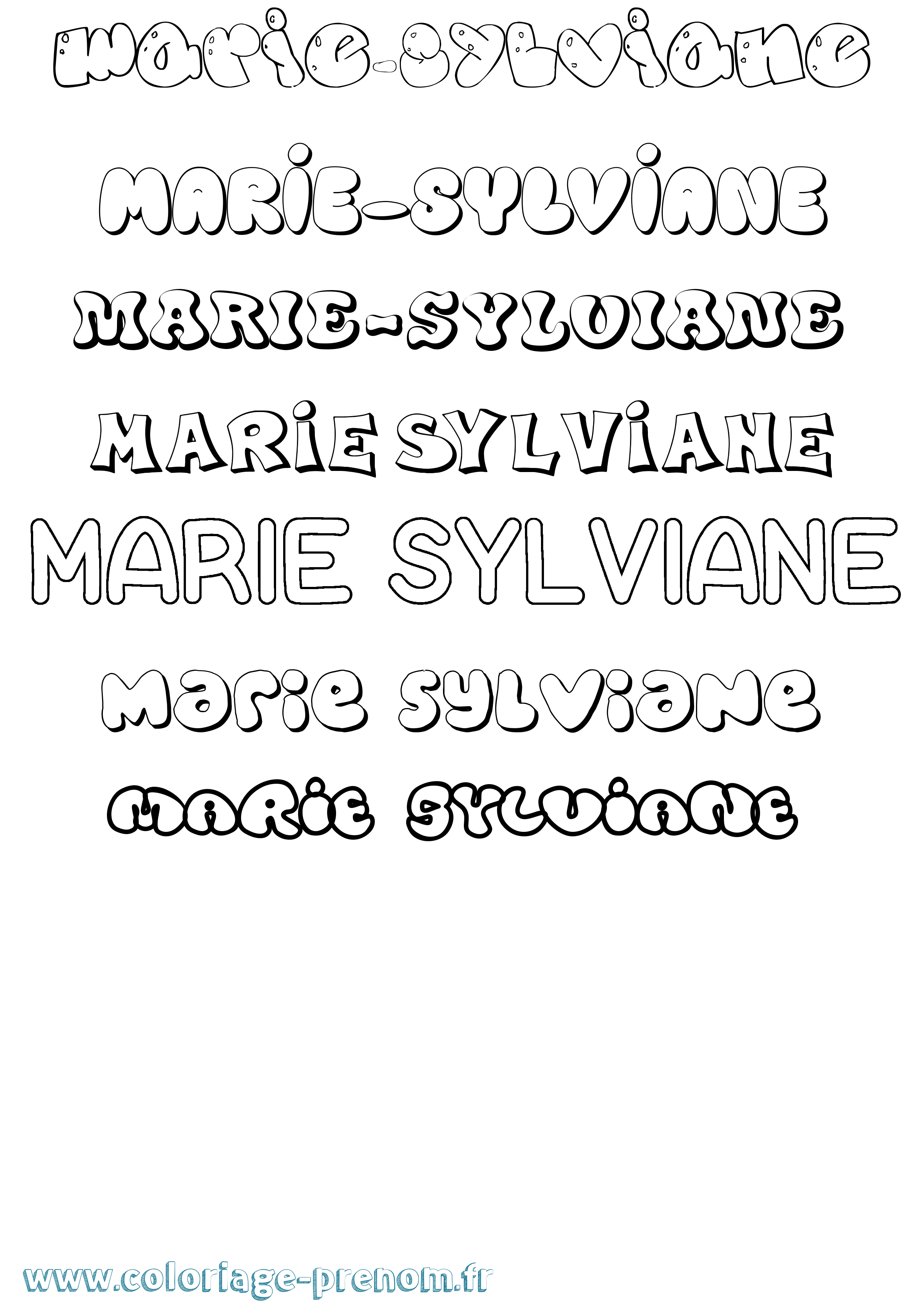 Coloriage Marie-Sylviane Bubble Coloriage prénom Marie-Sylviane Bubble