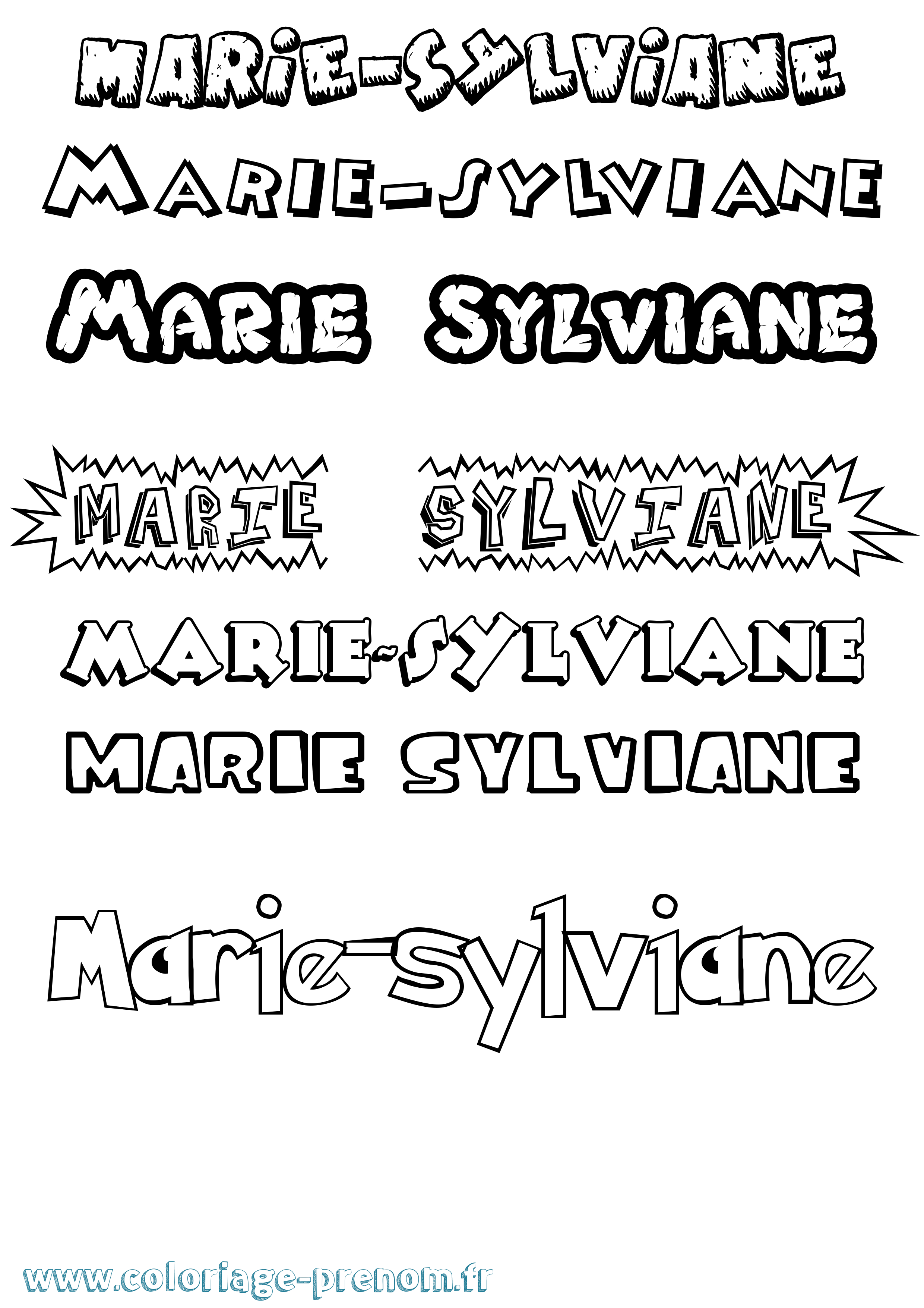 Coloriage Marie-Sylviane Dessin Animé Coloriage prénom Marie-Sylviane Dessin Animé