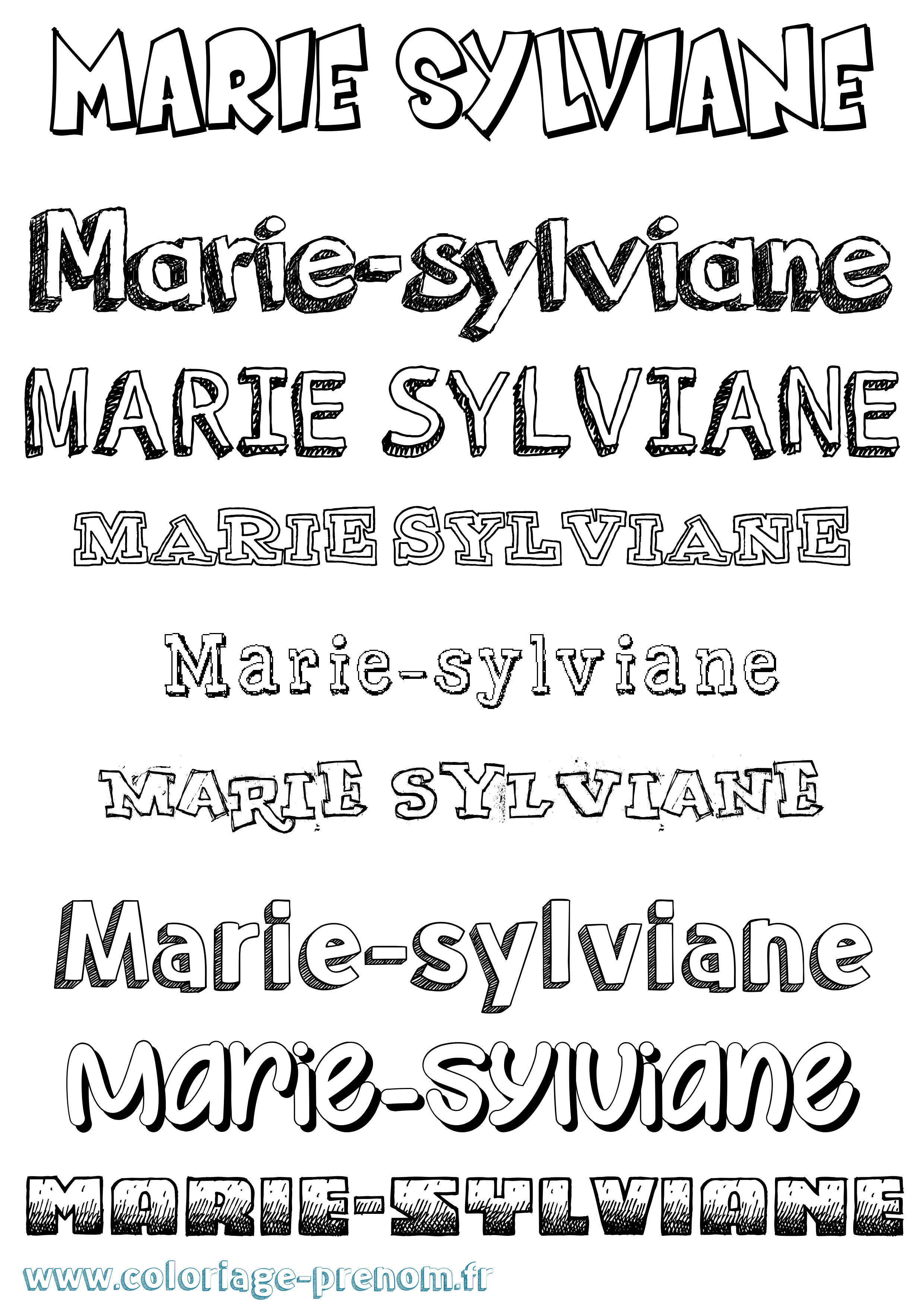 Coloriage Marie-Sylviane Dessiné Coloriage prénom Marie-Sylviane Dessiné