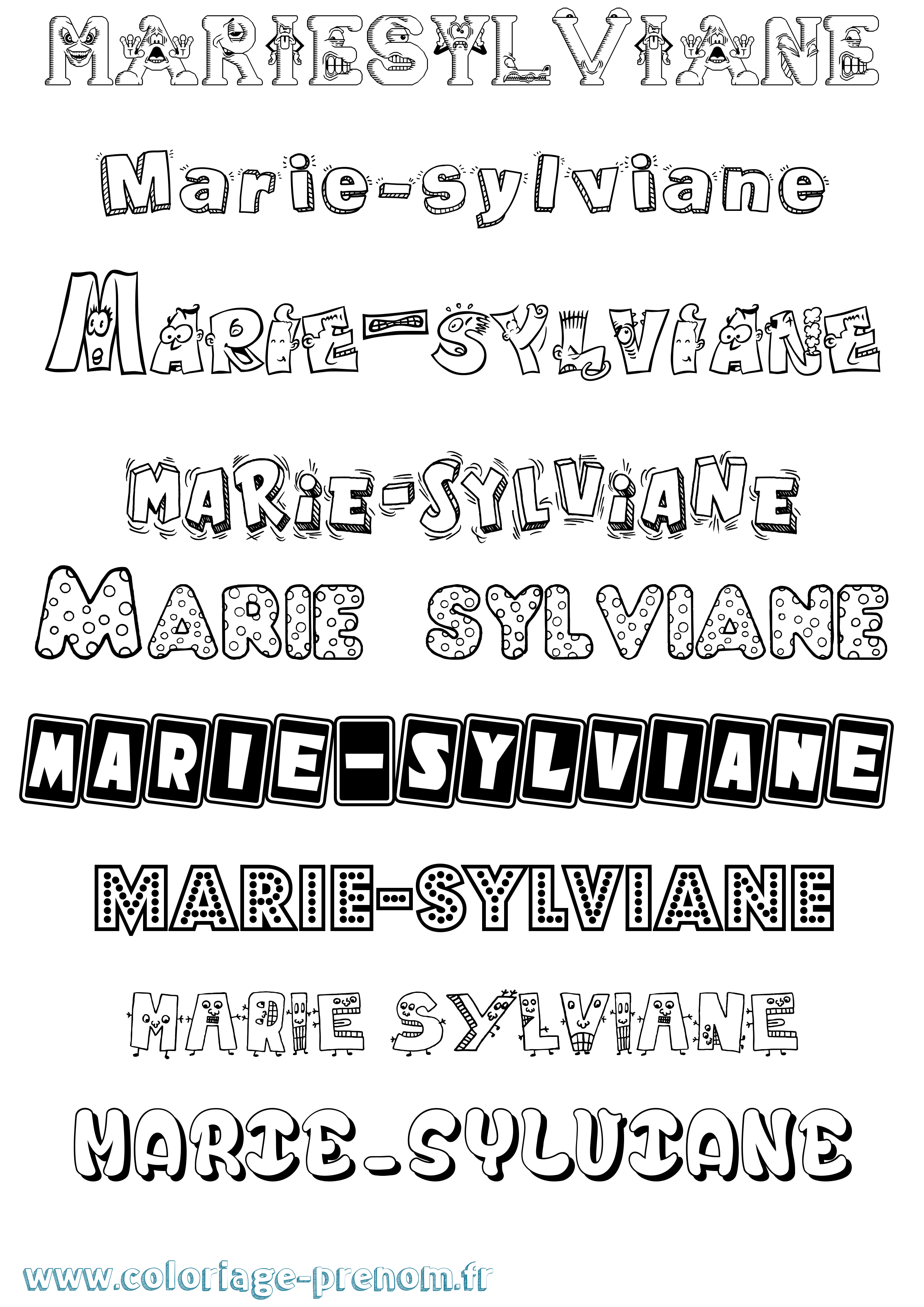 Coloriage Marie-Sylviane Fun Coloriage prénom Marie-Sylviane Fun
