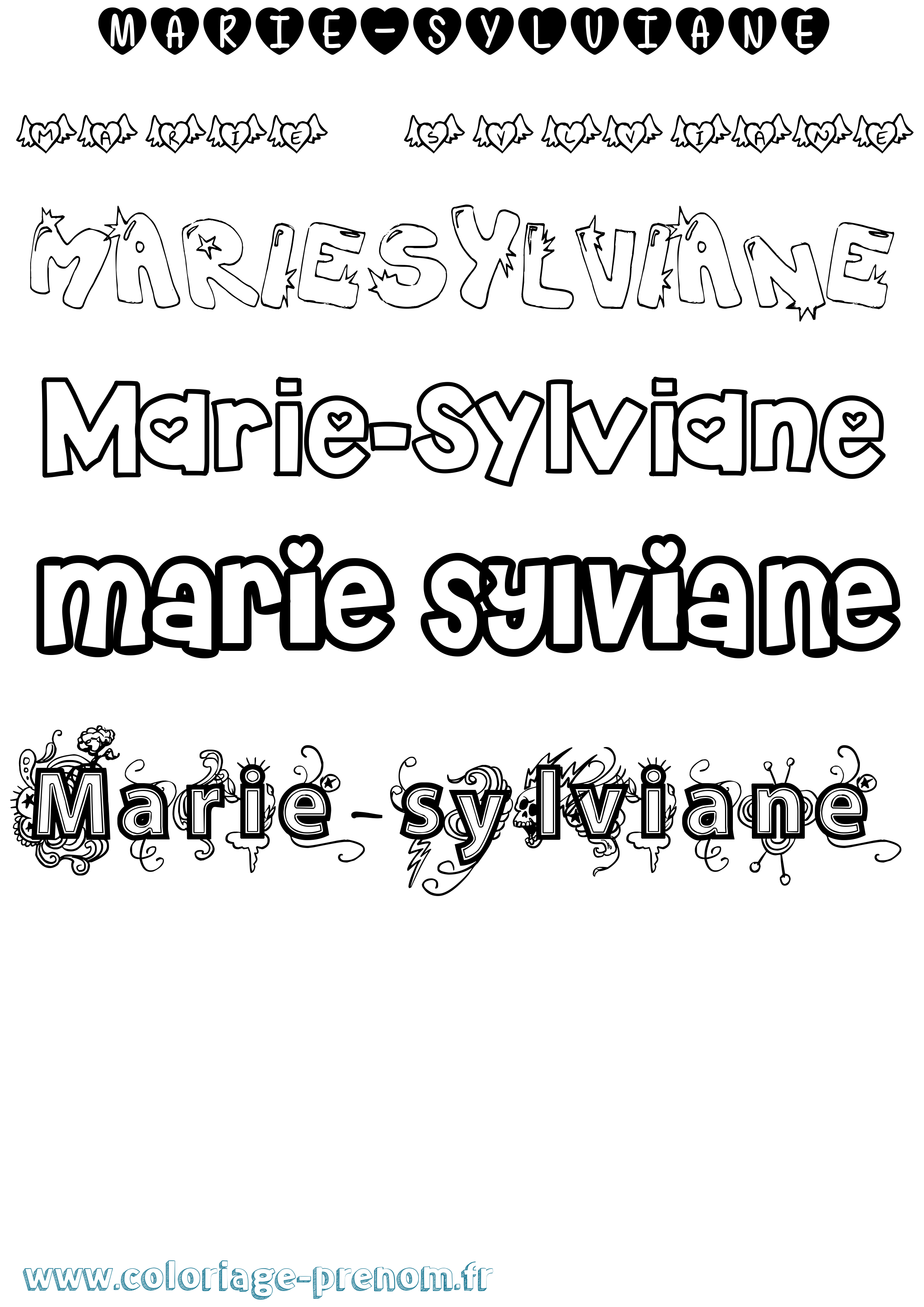 Coloriage Marie-Sylviane Girly Coloriage prénom Marie-Sylviane Girly