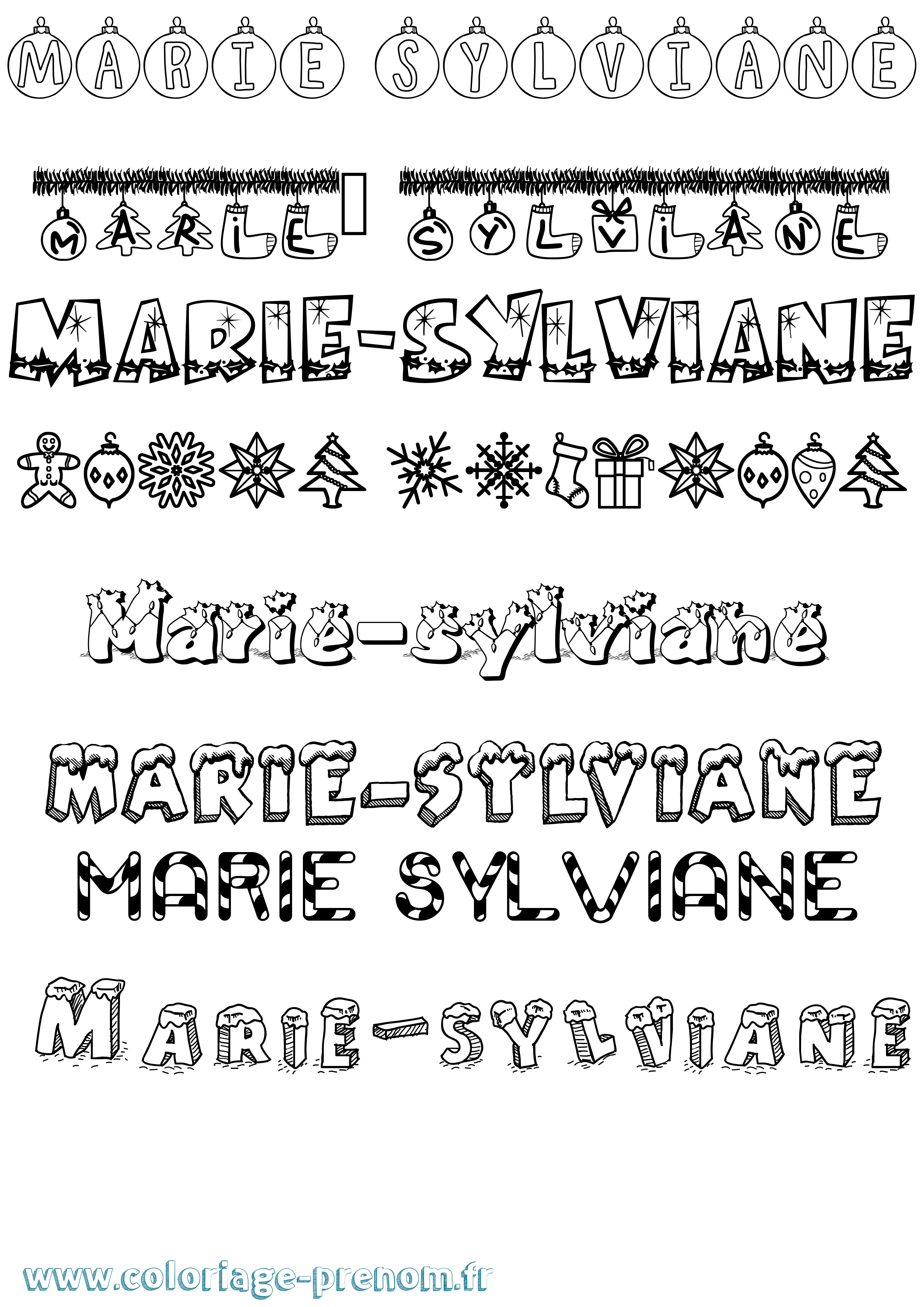 Coloriage Marie-Sylviane Noël Coloriage prénom Marie-Sylviane Noël