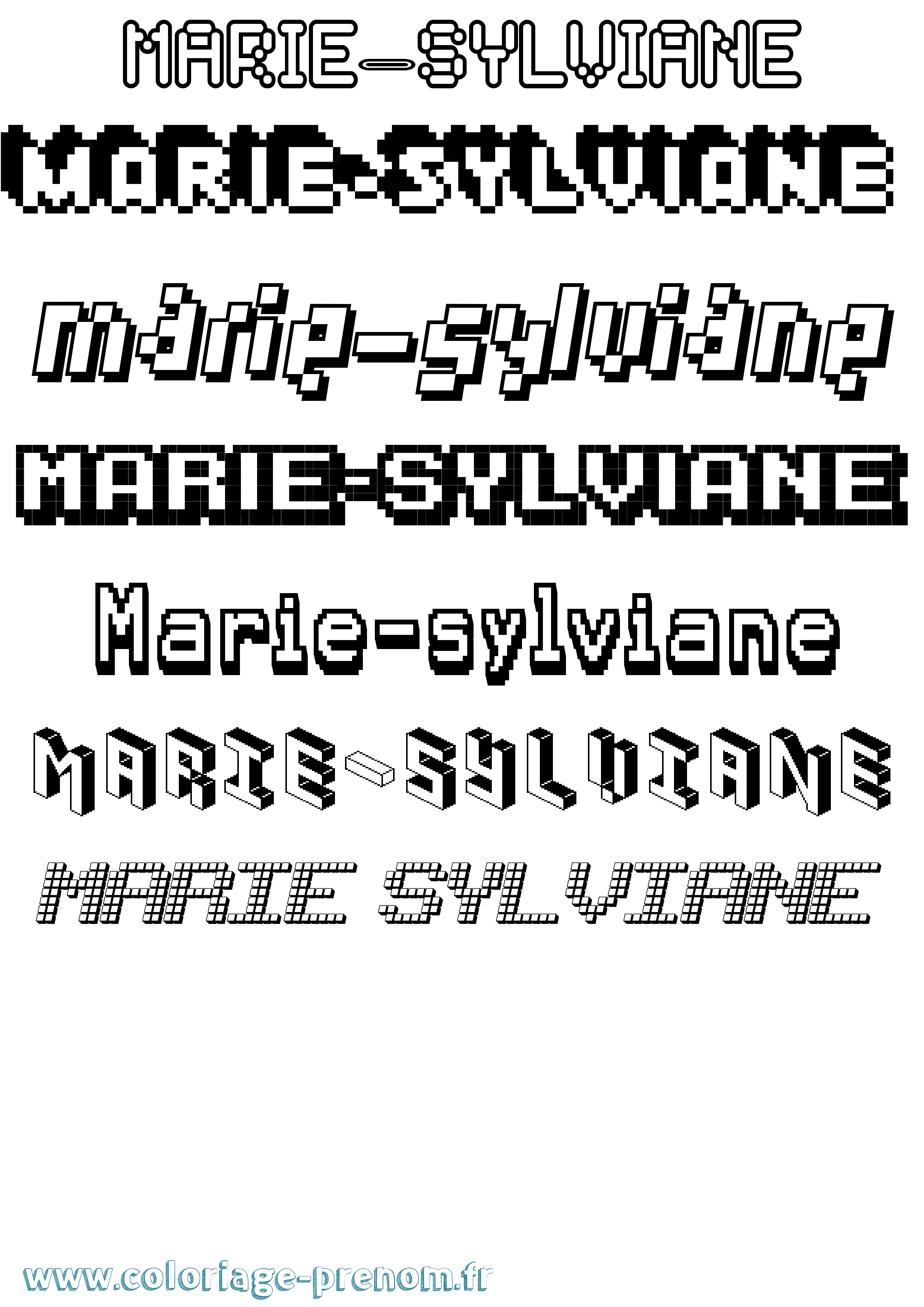 Coloriage Marie-Sylviane Pixel Coloriage prénom Marie-Sylviane Pixel