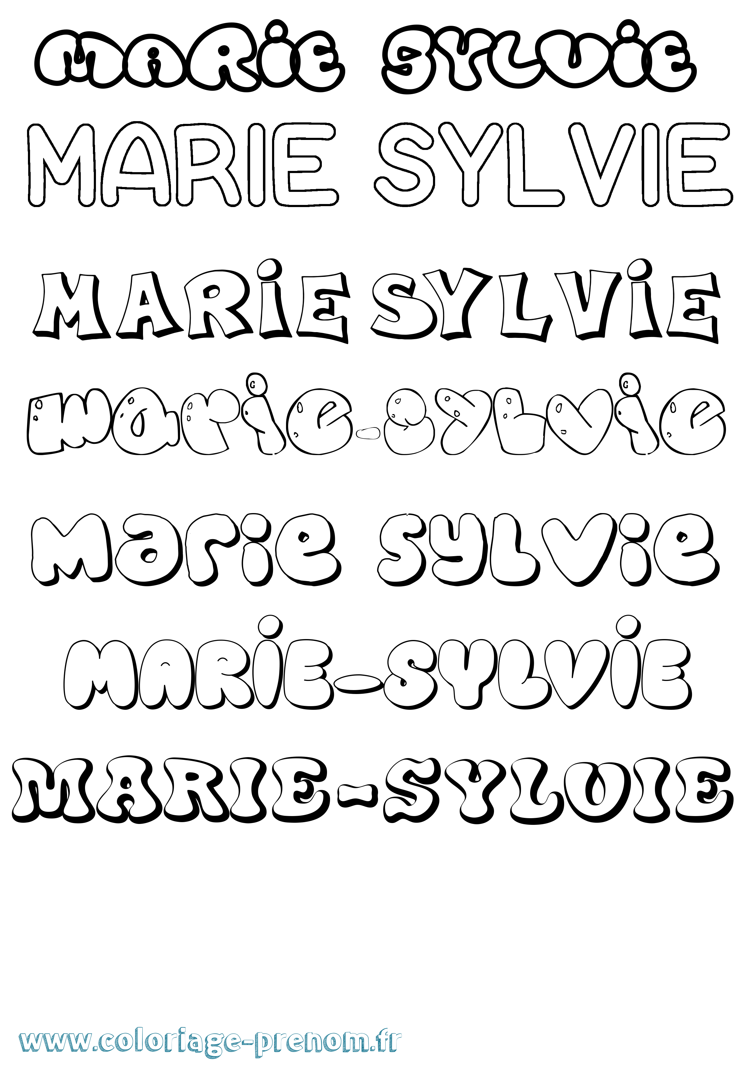 Coloriage Marie-Sylvie Bubble Coloriage prénom Marie-Sylvie Bubble
