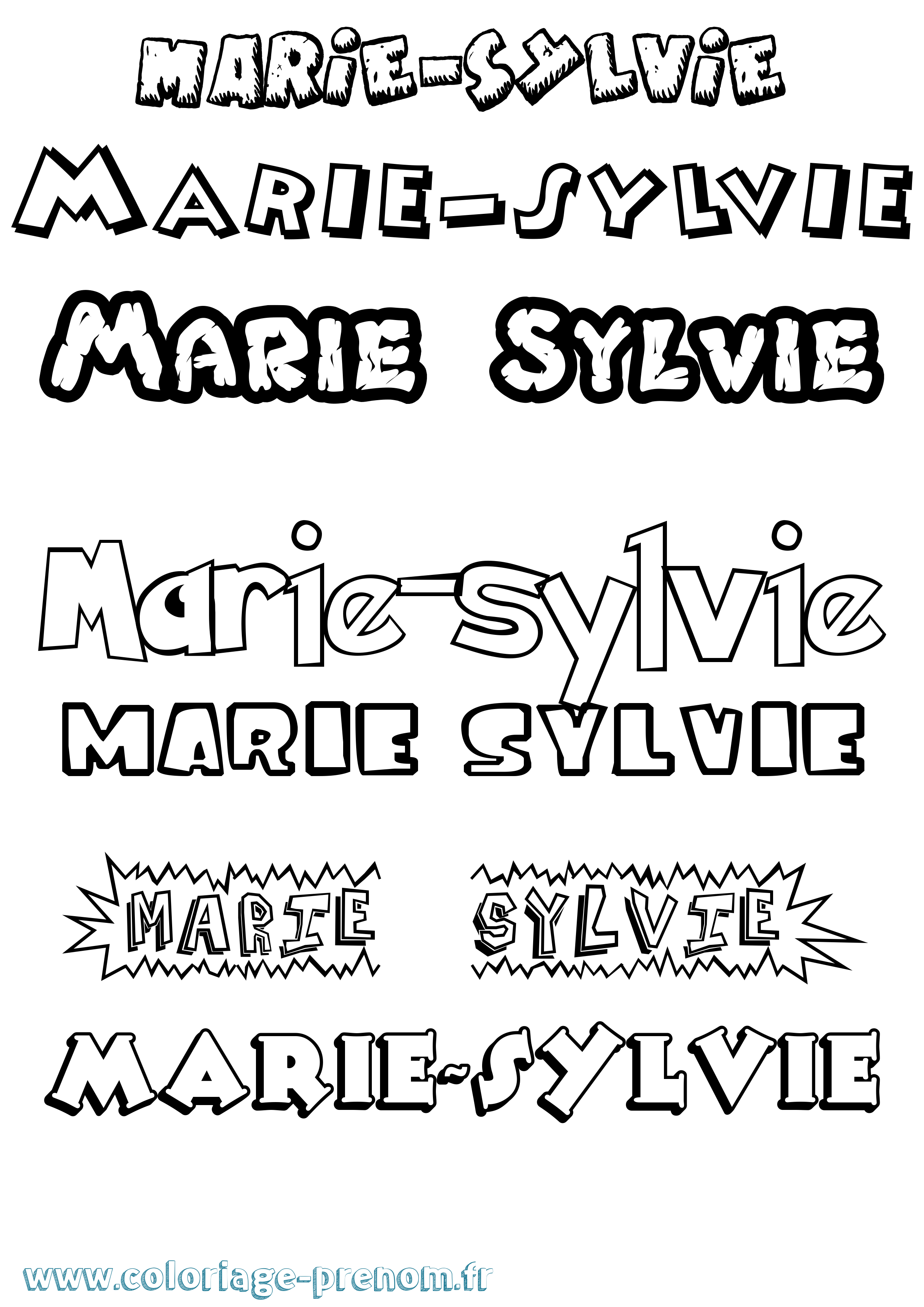 Coloriage Marie-Sylvie Dessin Animé Coloriage prénom Marie-Sylvie Dessin Animé
