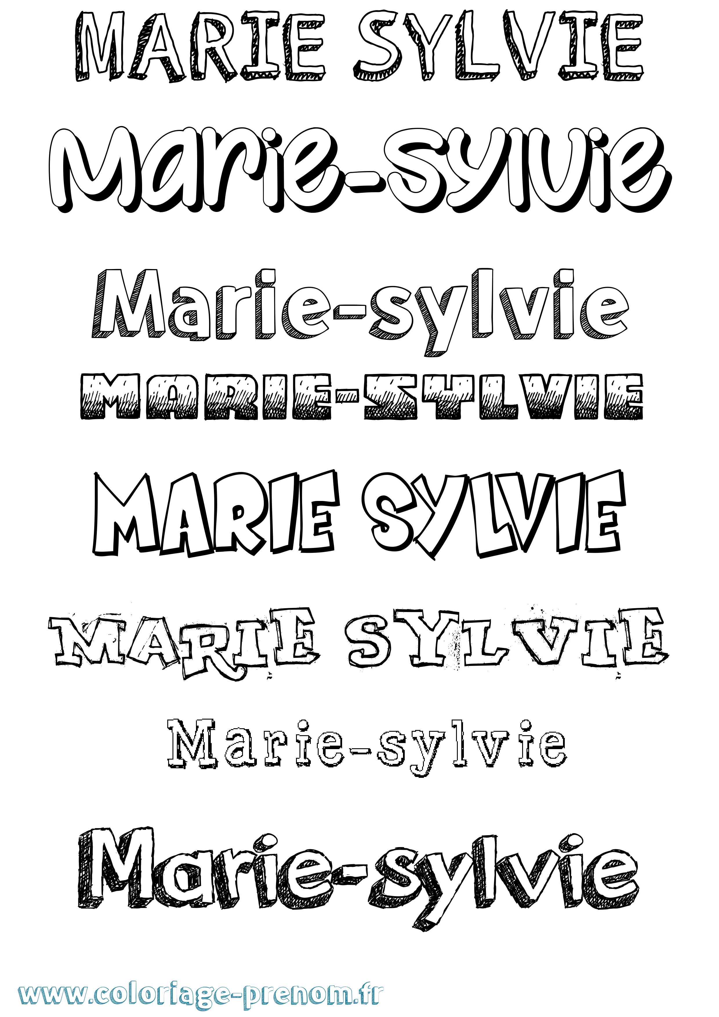 Coloriage Marie-Sylvie Dessiné Coloriage prénom Marie-Sylvie Dessiné