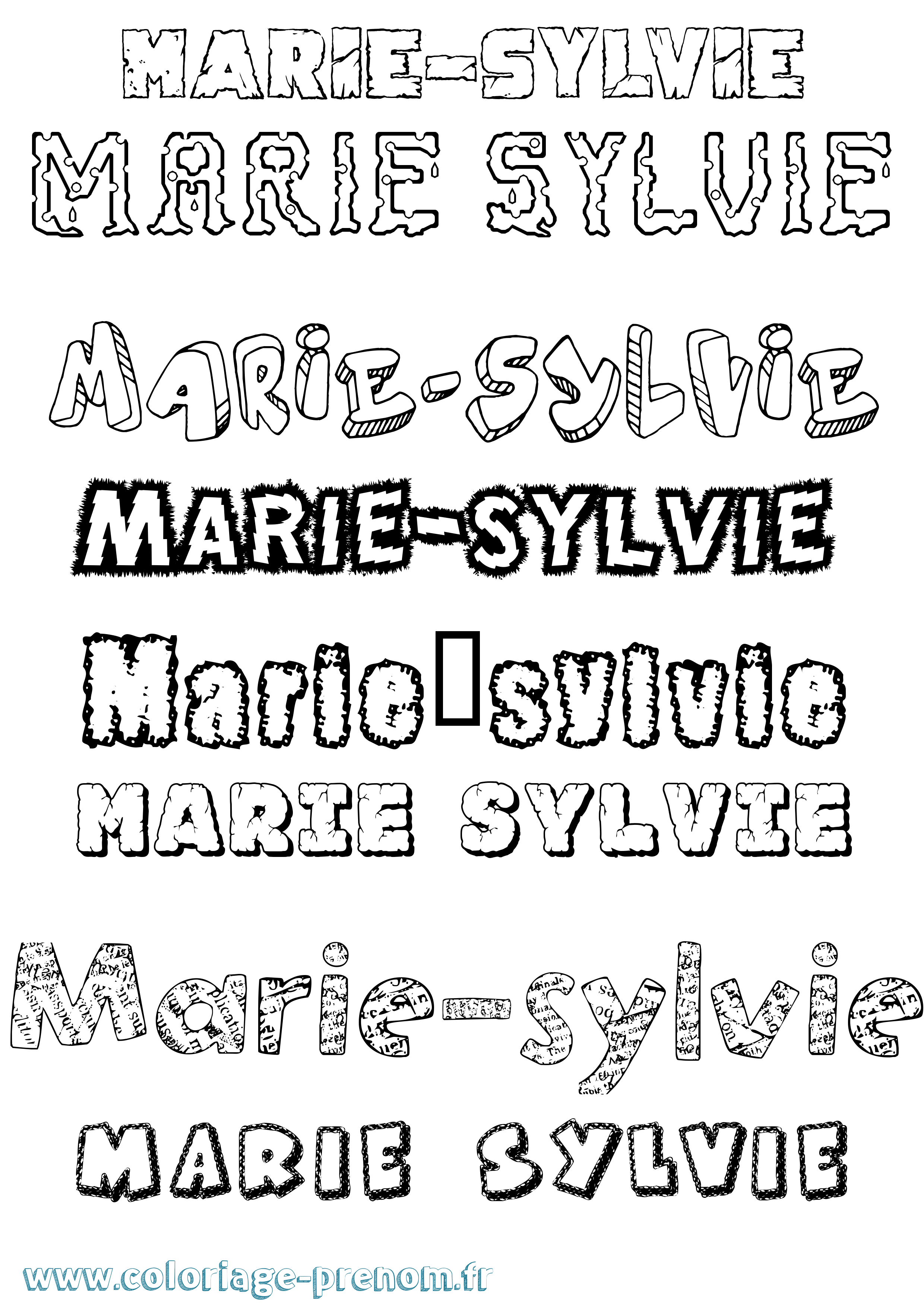 Coloriage Marie-Sylvie Destructuré Coloriage prénom Marie-Sylvie Destructuré
