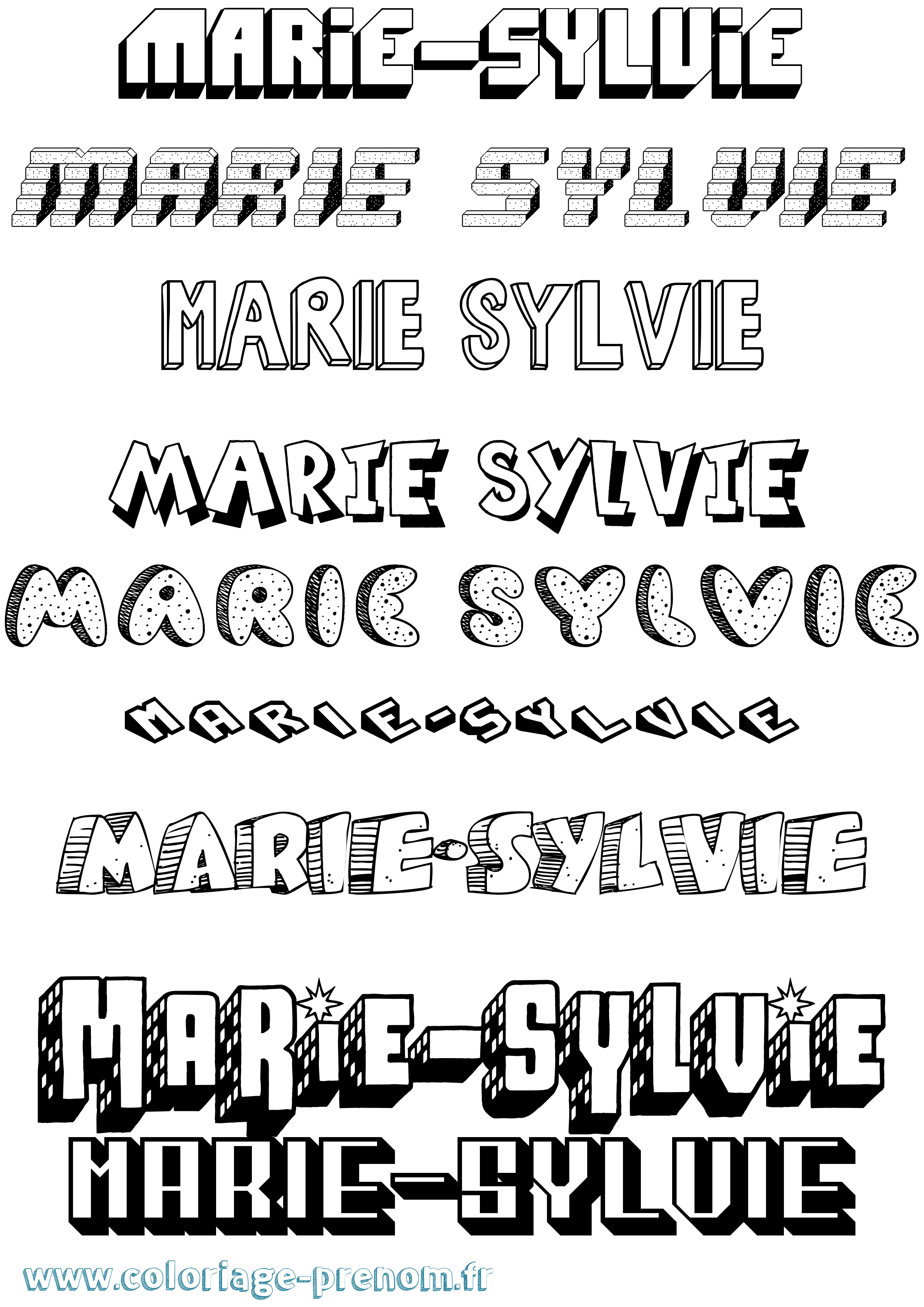 Coloriage Marie-Sylvie Effet 3D Coloriage prénom Marie-Sylvie Effet 3D