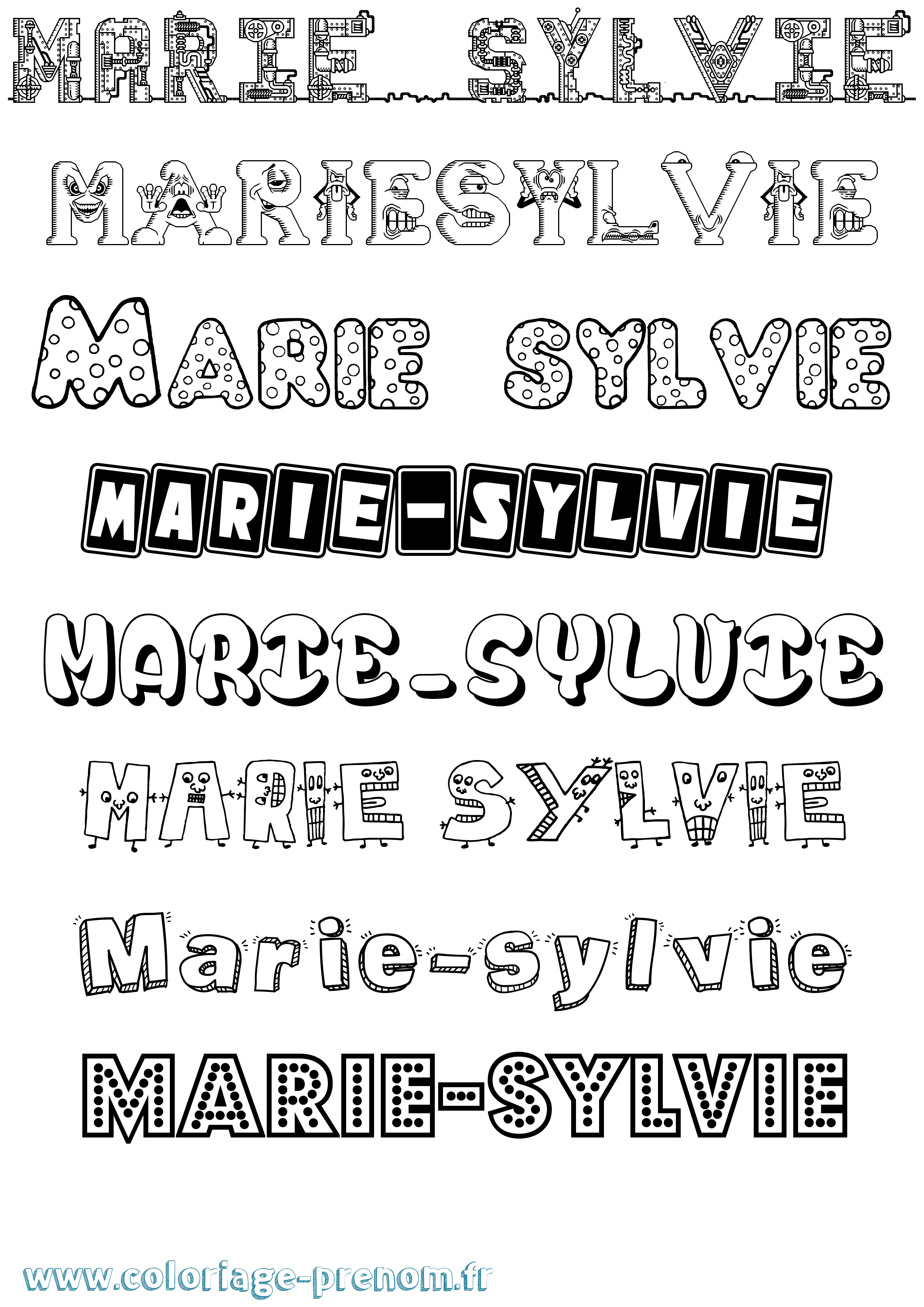 Coloriage Marie-Sylvie Fun Coloriage prénom Marie-Sylvie Fun
