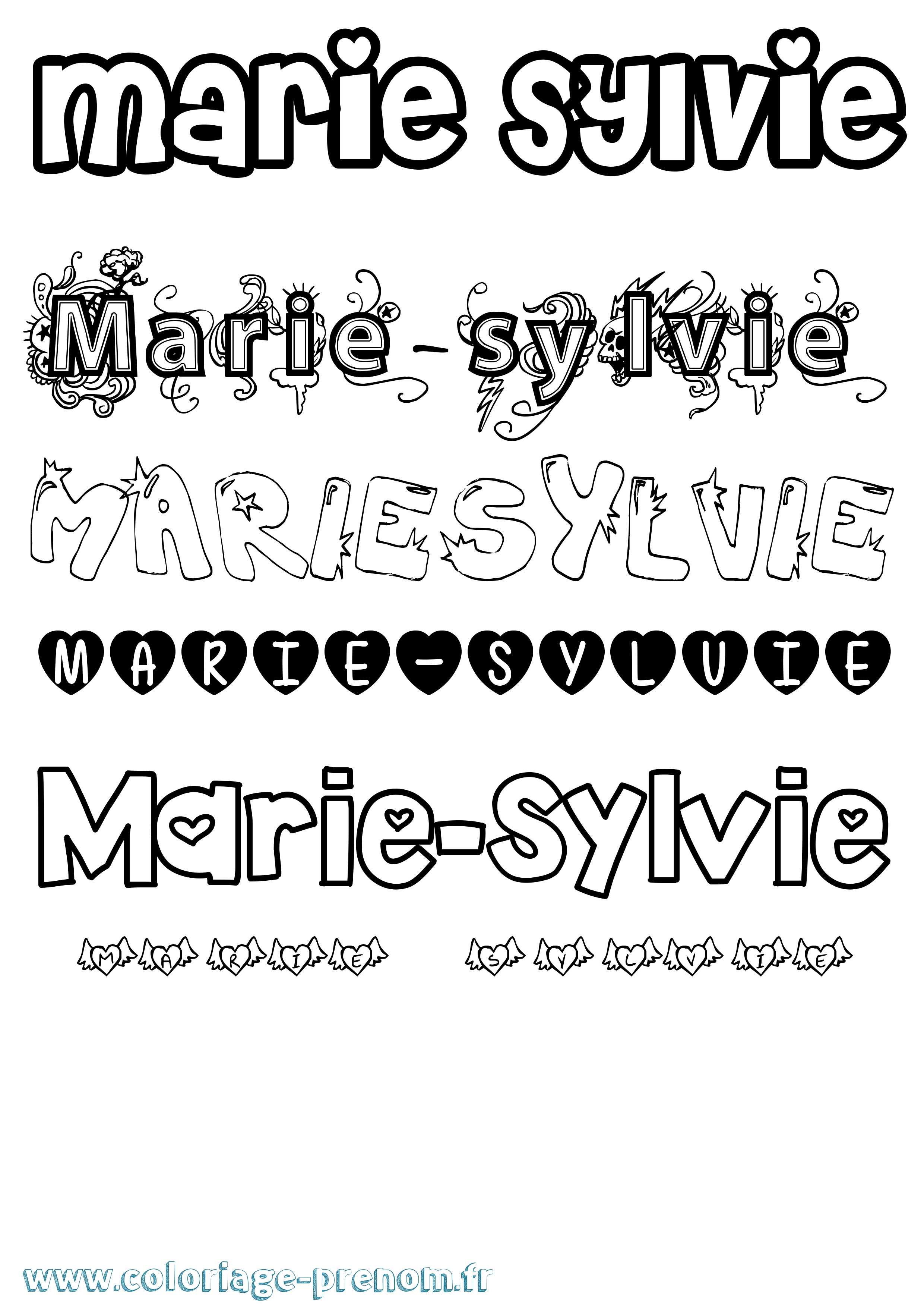 Coloriage Marie-Sylvie Girly Coloriage prénom Marie-Sylvie Girly