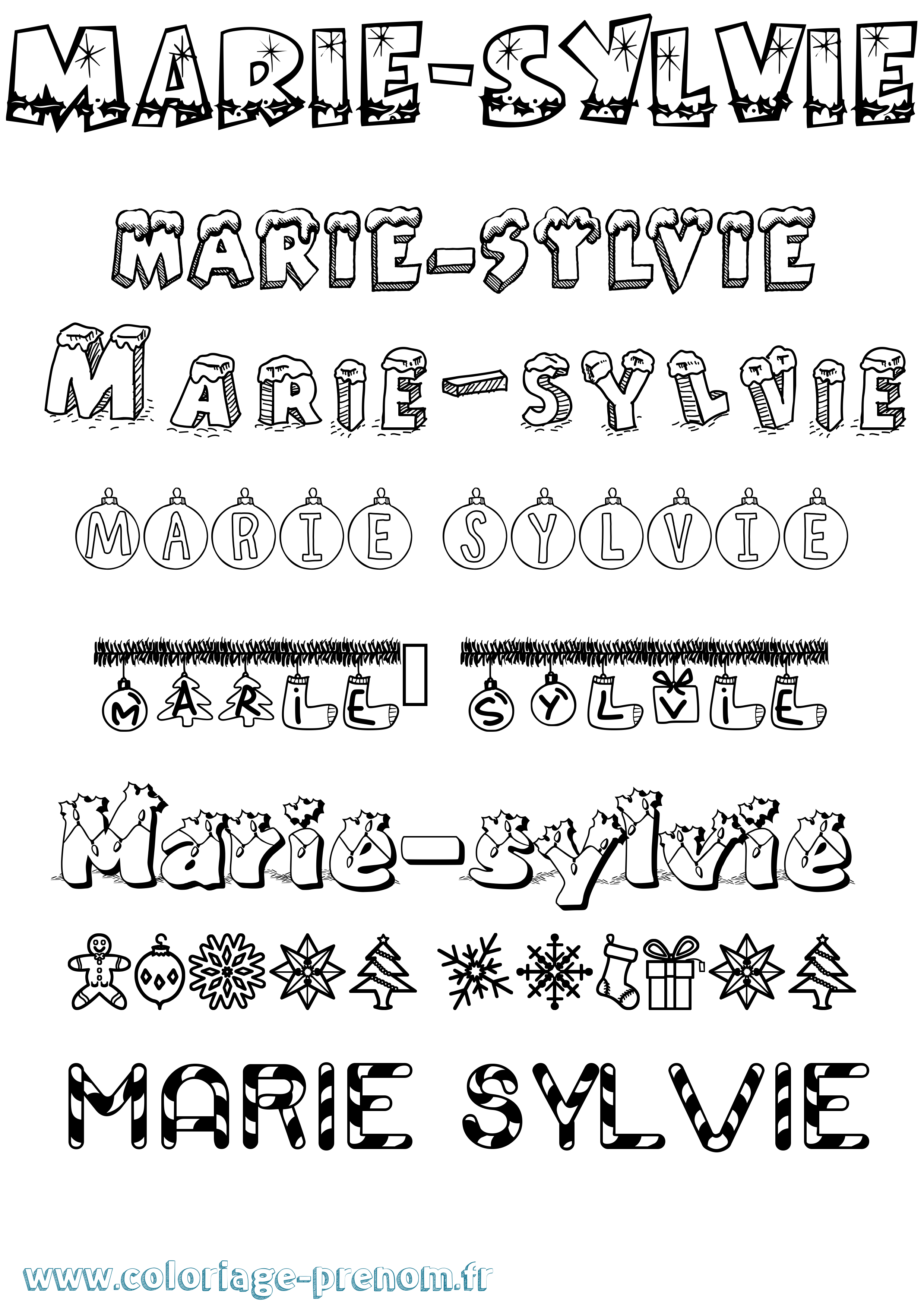 Coloriage Marie-Sylvie Noël Coloriage prénom Marie-Sylvie Noël