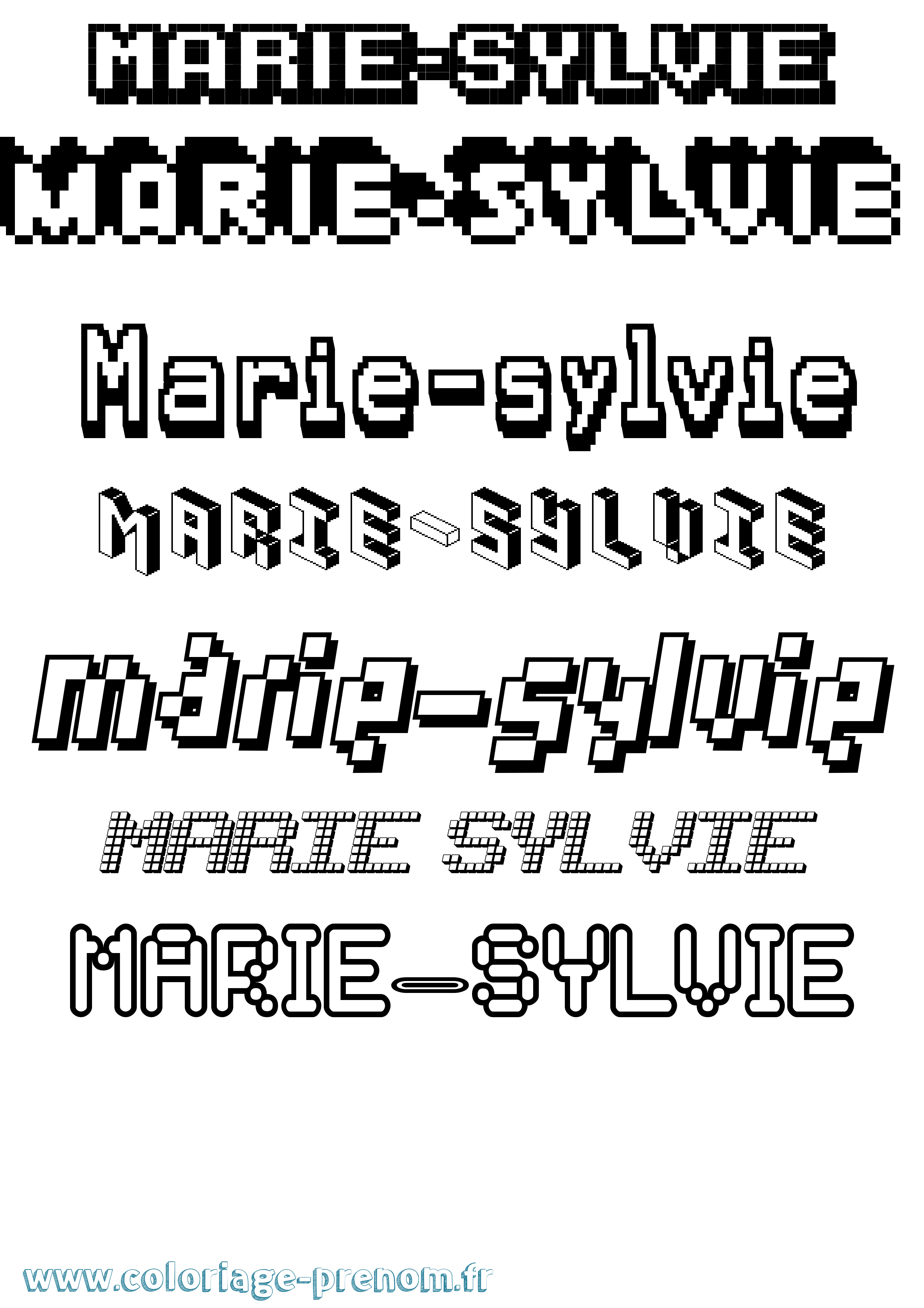 Coloriage Marie-Sylvie Pixel Coloriage prénom Marie-Sylvie Pixel