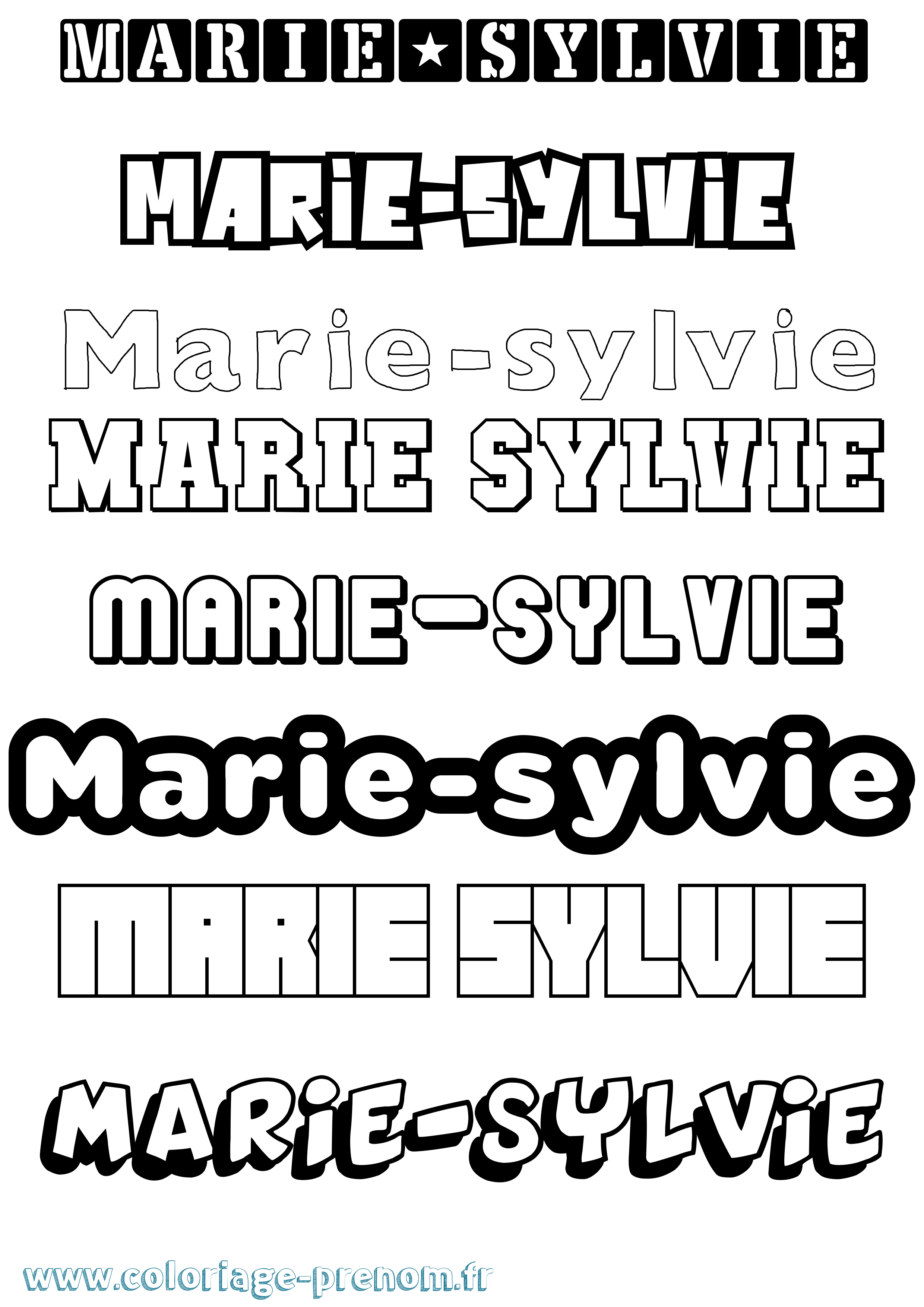 Coloriage Marie-Sylvie Simple Coloriage prénom Marie-Sylvie Simple