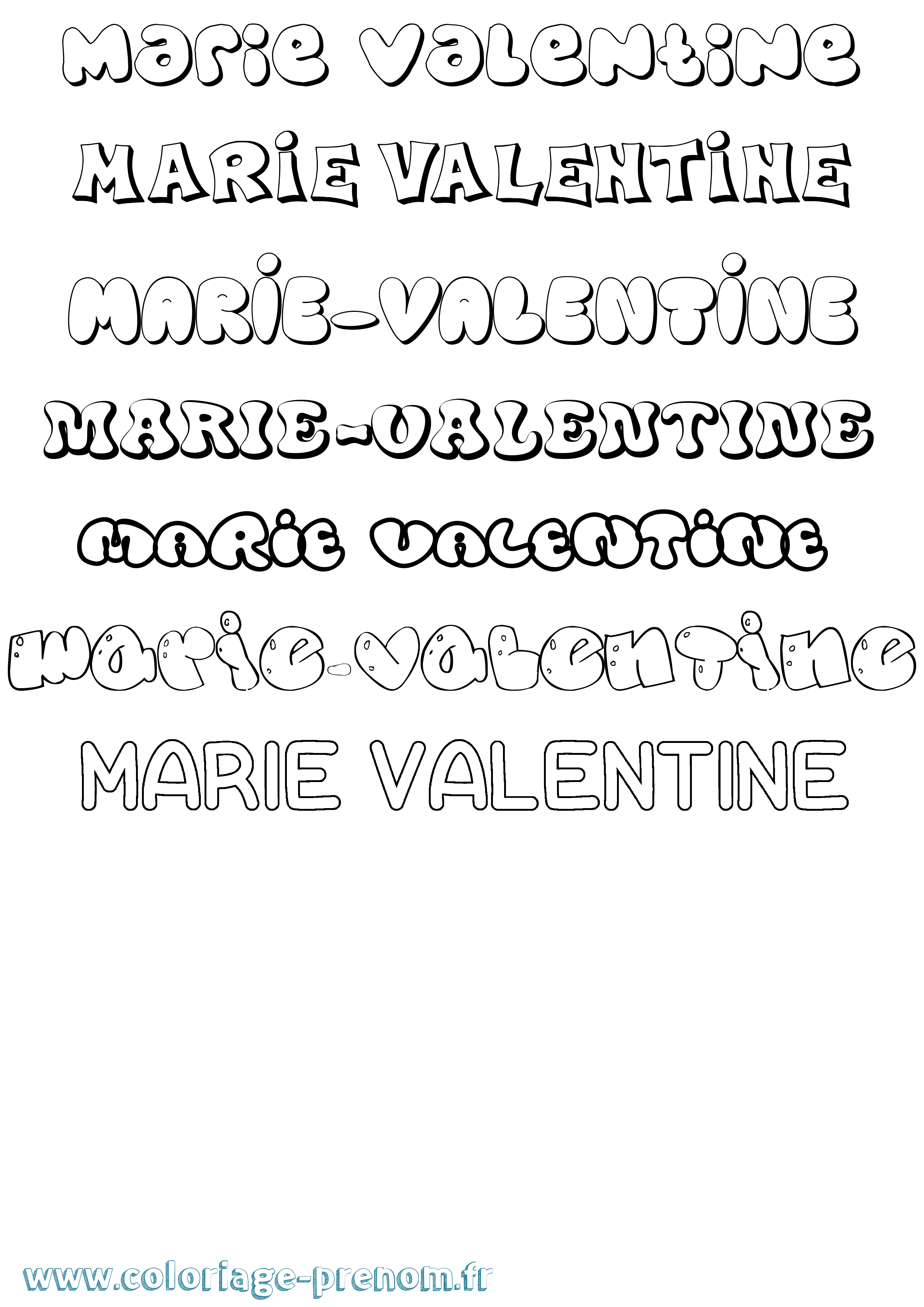Coloriage Marie-Valentine Bubble Coloriage prénom Marie-Valentine Bubble