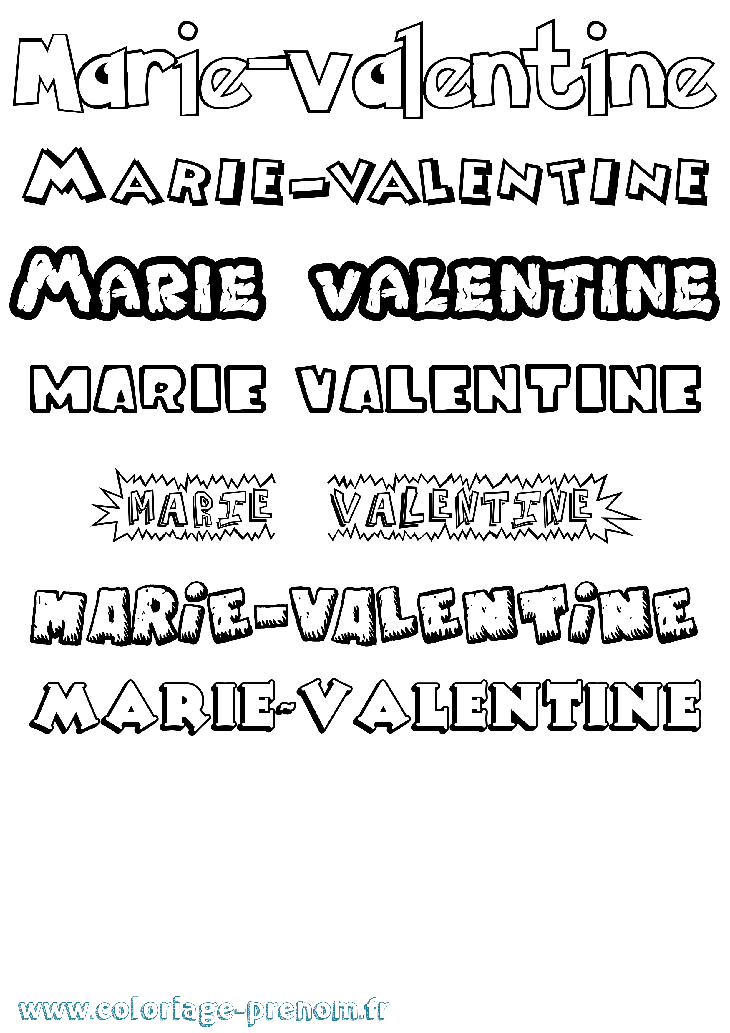Coloriage Marie-Valentine Dessin Animé Coloriage prénom Marie-Valentine Dessin Animé