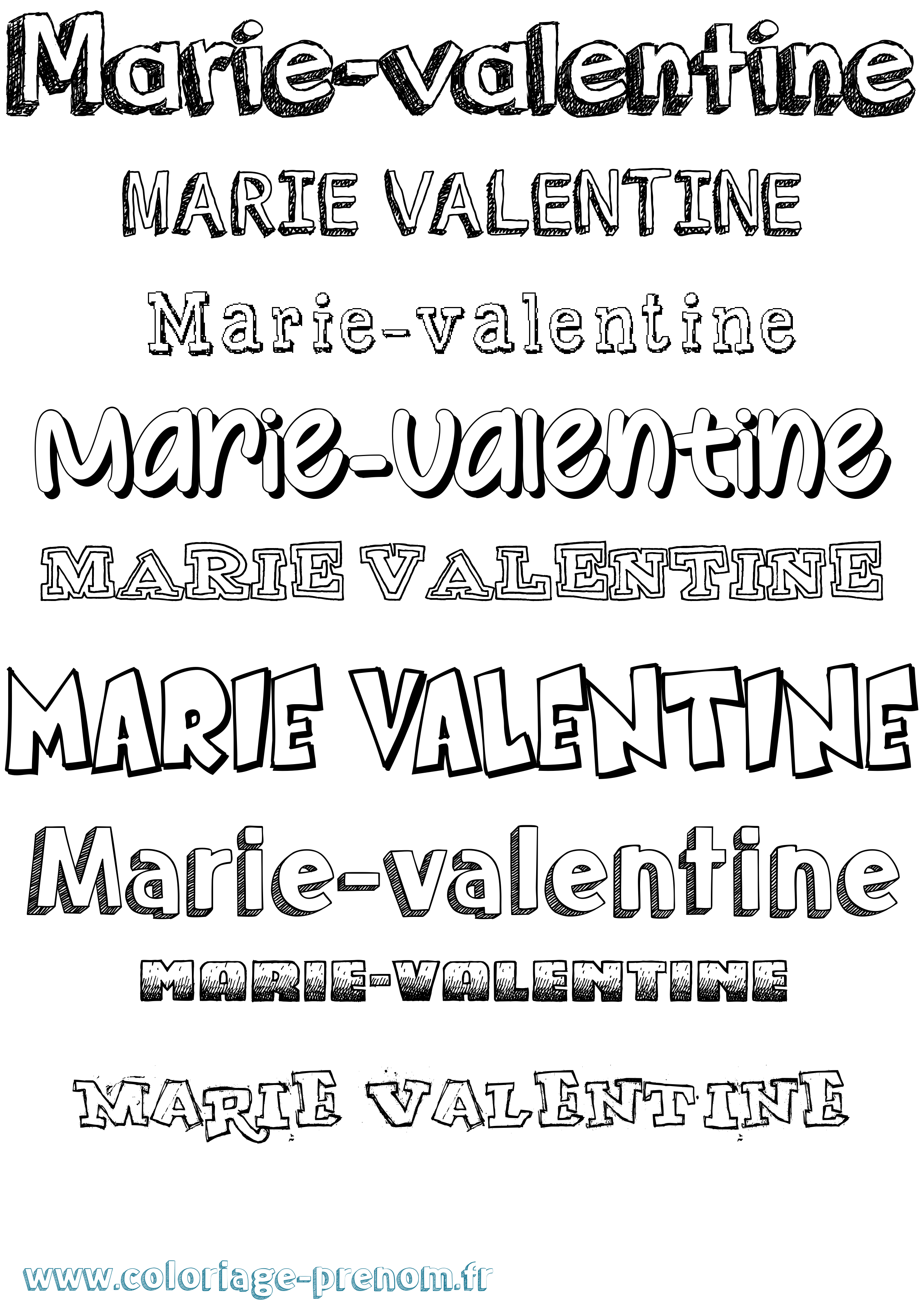 Coloriage Marie-Valentine Dessiné Coloriage prénom Marie-Valentine Dessiné
