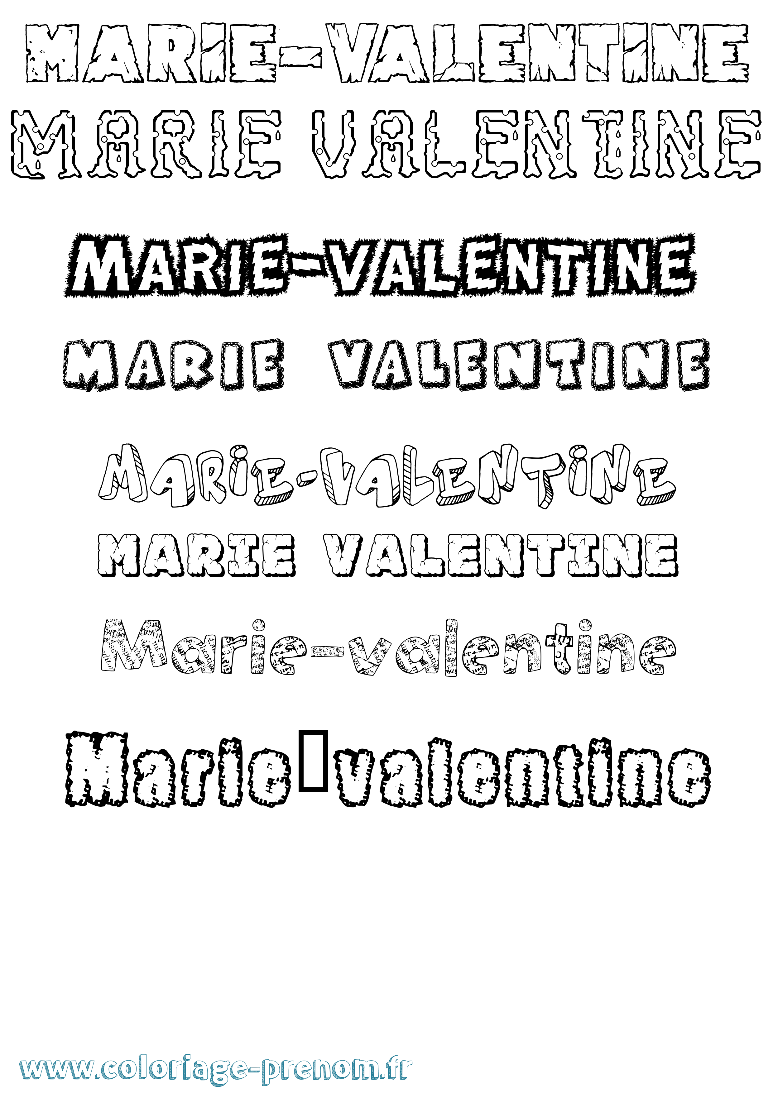 Coloriage Marie-Valentine Destructuré Coloriage prénom Marie-Valentine Destructuré